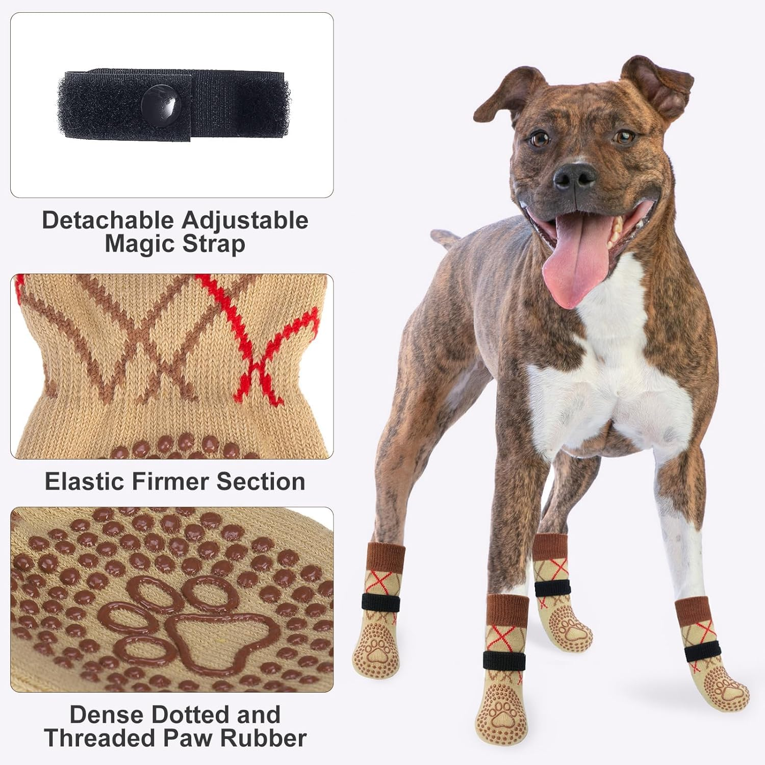 Dog Paw Protectors - anti Slip, Non Slip Socks for Hardwood Floors, Prevent Licking & Scratching - Size S image number 2