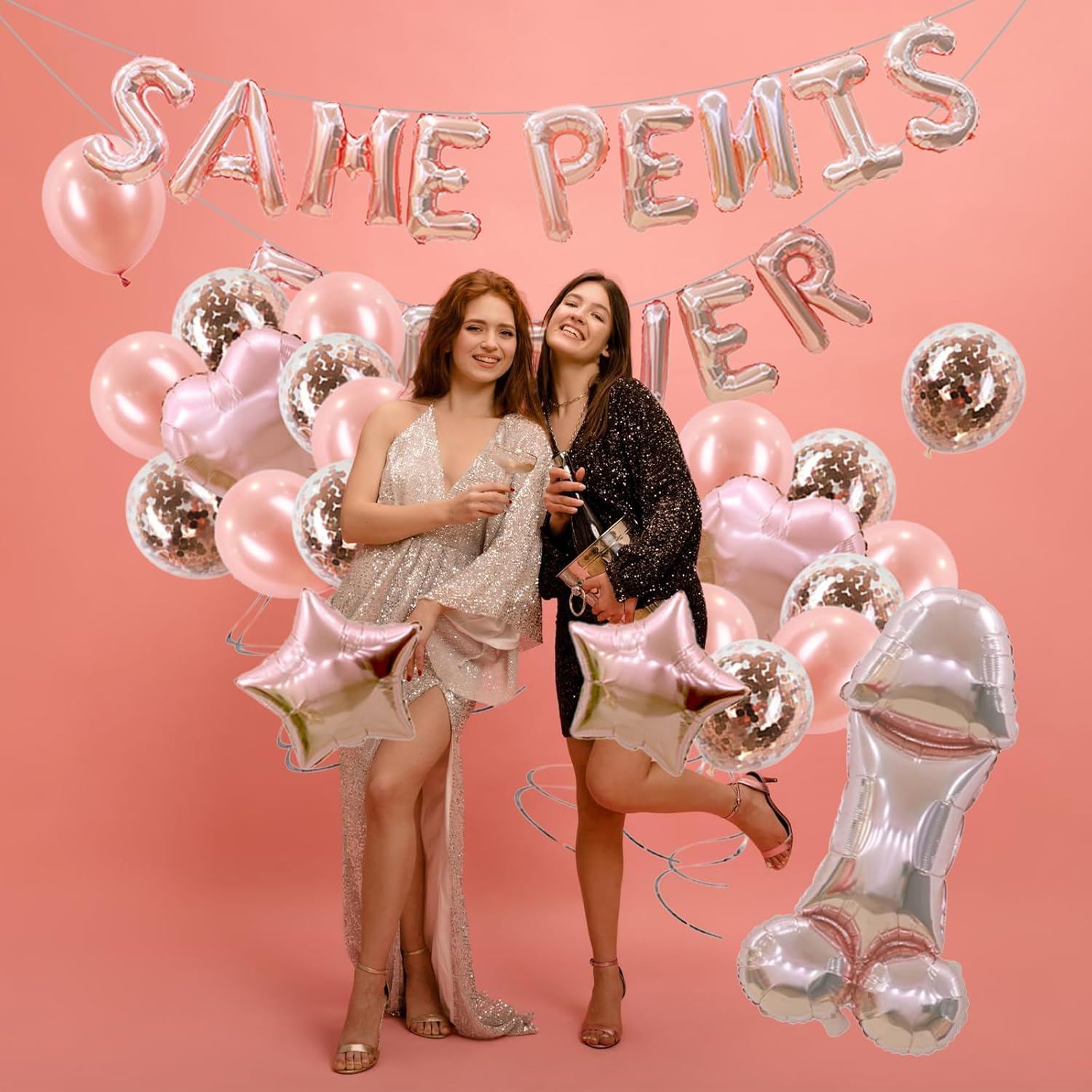 Elegant Rose Gold Bachelorette Party Decorations Set &ndash; Bride to Be Sash, Veil & Photo Booth Props,Hens Night Decor with Foil Balloons, Confetti & Diamond Ring,Bridal Shower & Wedding Party Supplies image number 2