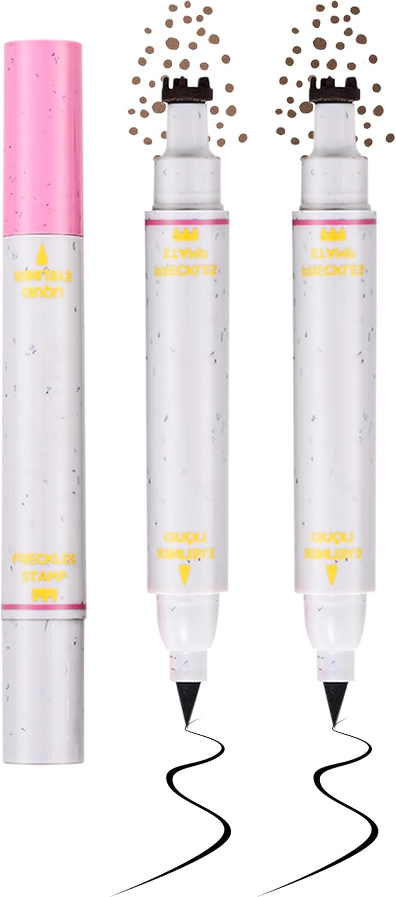 Erinde Natural Freckle Eyeliner Pen, 2 in 1 Liquid Freckle Stamp & Smudge-Proof Liquid Eyeliner, Long Lasting Waterproof Freckles Tattoo Marker, High Pigment Eye Liners 4#
