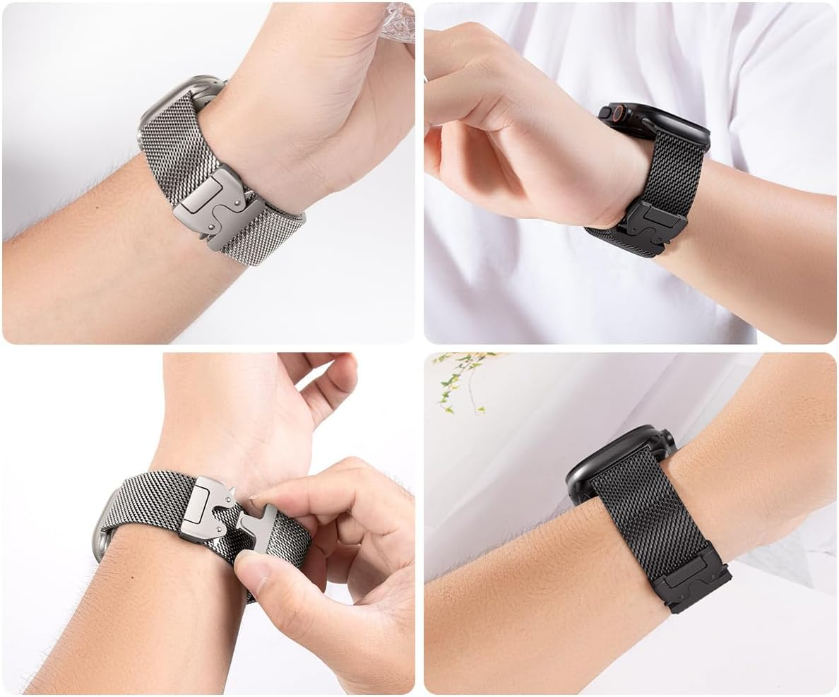 MRVOEBC Stainless Steel Band Compatible for Apple Watch Ultra 49Mm 46Mm 45Mm 44Mm 42Mm 41Mm 40Mm 38Mm, Titanium Loop Replacement Strap Compatible with Iwatch Series 10/9/8/7/6/5/4/3/2/1/SE image number 4