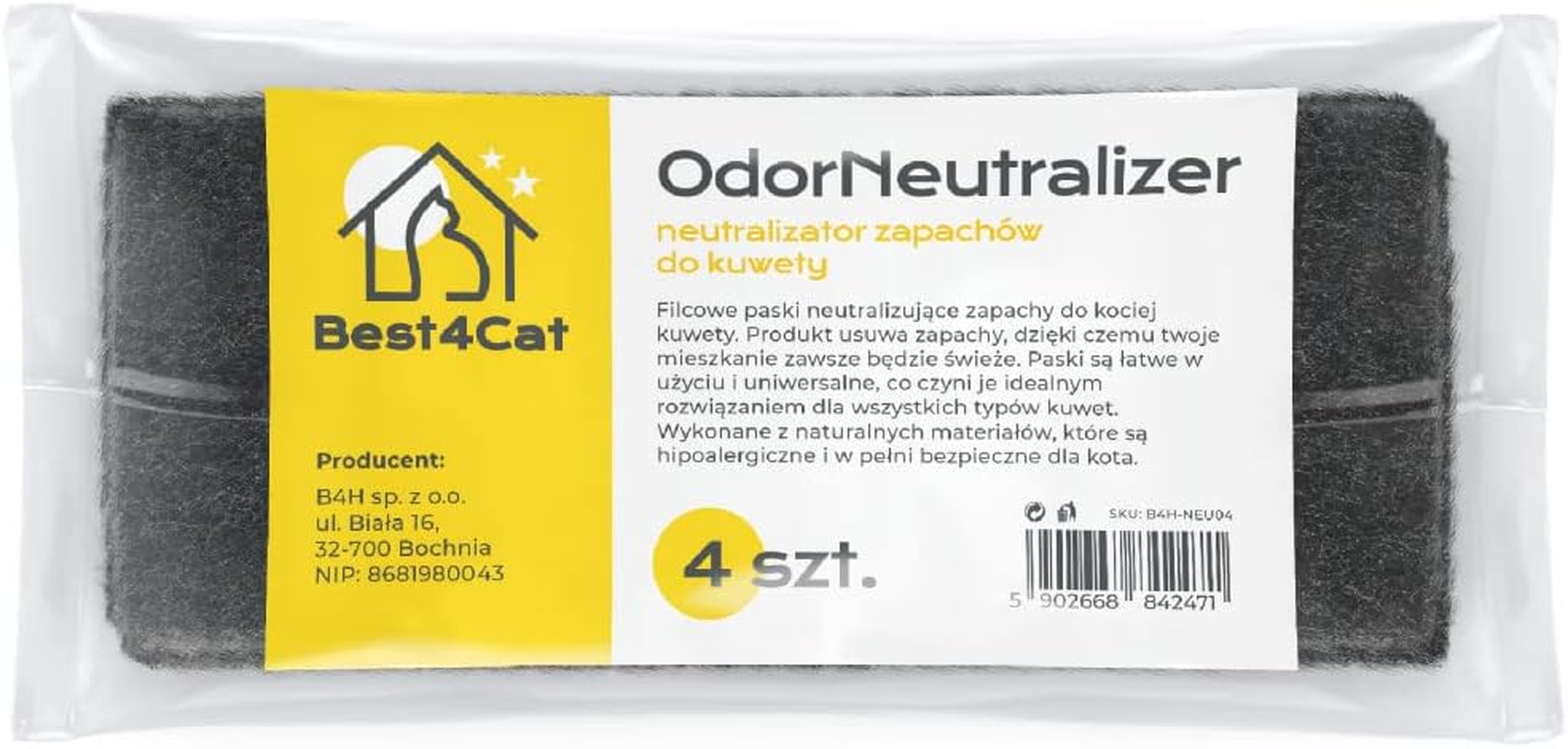 B4C Activated Carbon Filter for Cat Litter Tray, Pack of 4 Replacement Filters for Cat Litter Tray with Lid, Black Filter, Cat Litter Tray Odour Stopper, Easy Installation, Keeps More Freshness And image number 6