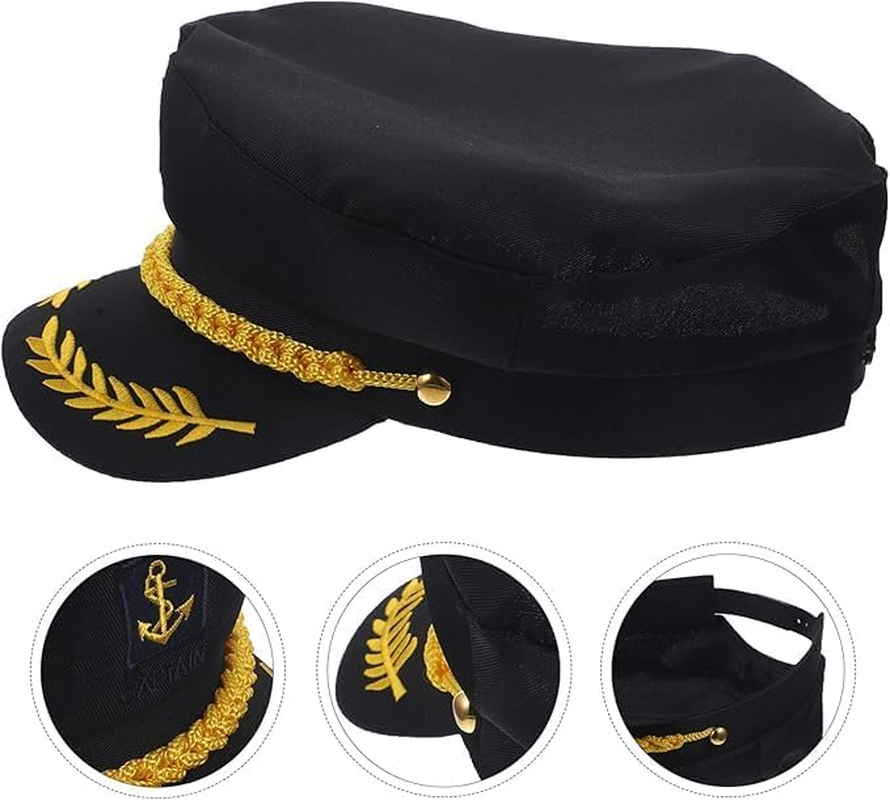 Sailor Captain Hat Navy Captains Sailors Costume Hats Adjustable Marine Cap for Men Women Adult and Kids Holiday Party Costume image number 2