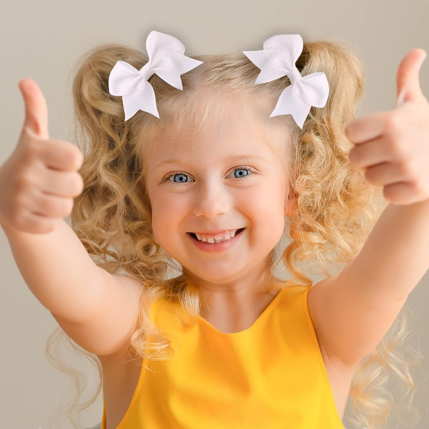 20 Pieces White Hair Accessories, White Hair Bow, Bows for Hair, Girls Bobbles Bows School Bands, Elastics Hair Bands for Girls (White) - Pink image number 6