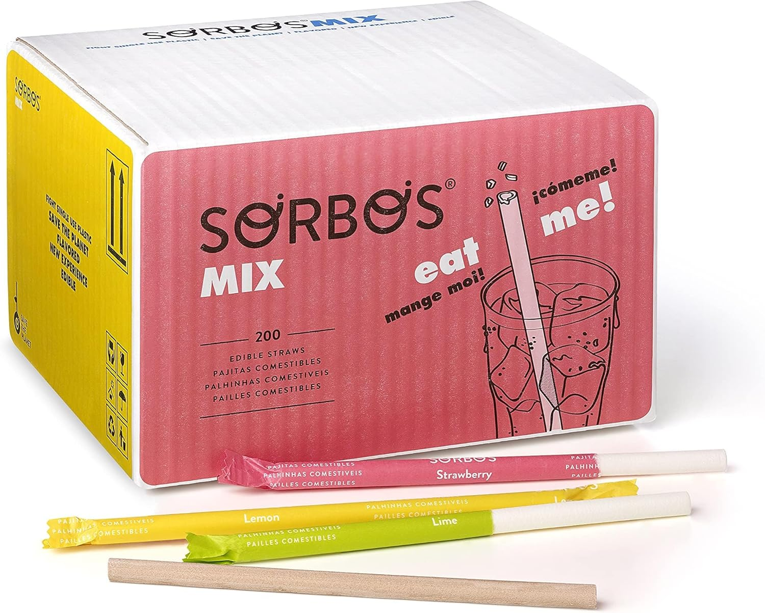 Sorbos - Various Flavours Edible Straws Sustainable, Individually Wrapped, Allergen-Free, Gluten Free, 100% Biodegradable (Pack of 200) image number 4