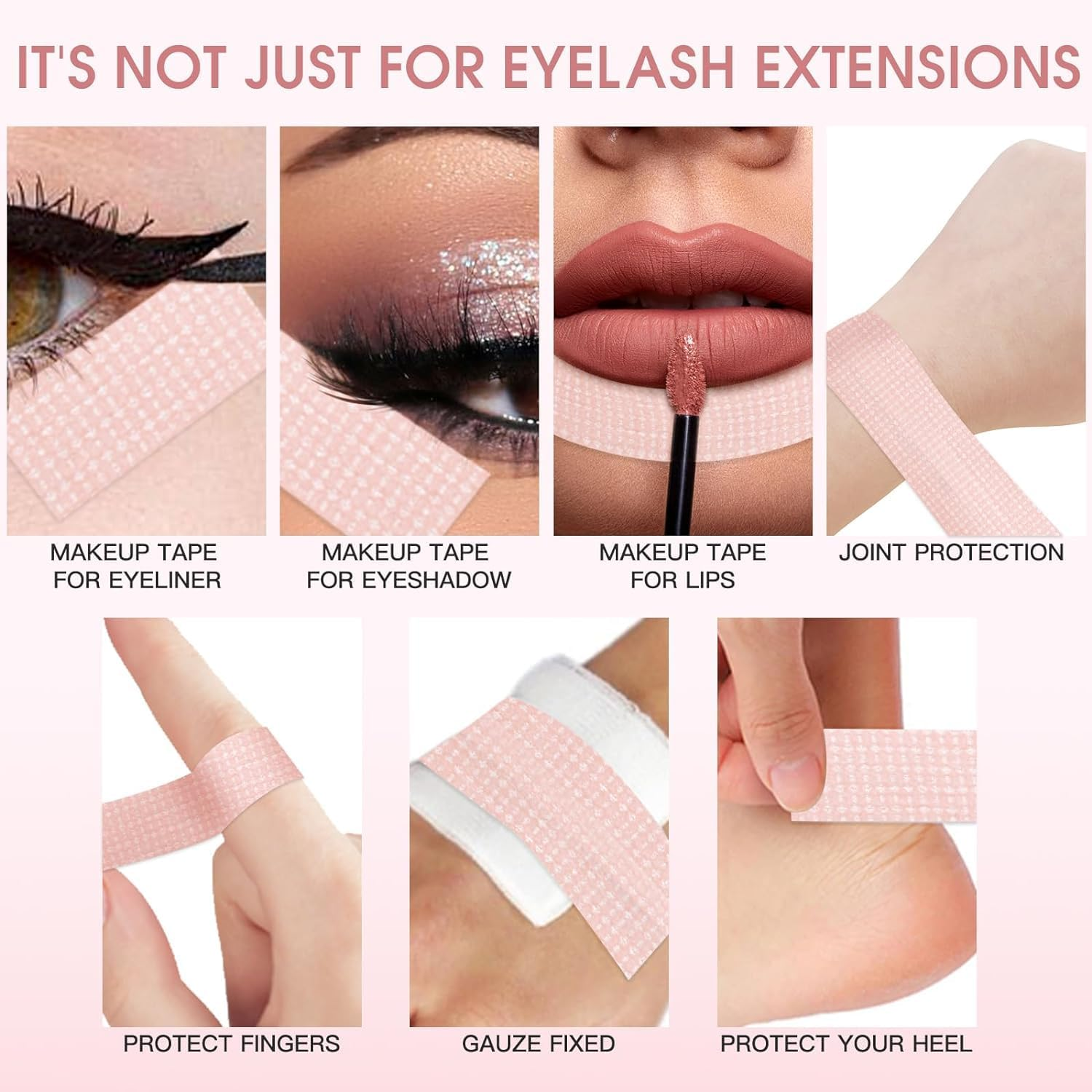 Lash Adhesive Tape Reusable Adhesive Waterproof Silicone Tape Eyelash Tape, 2Rolls Silicone Non-Woven Fabric Lash Adhesive Tape,Eyelash Extension Tape, under Eye Tape Lash Extension Tape,Pink image number 3