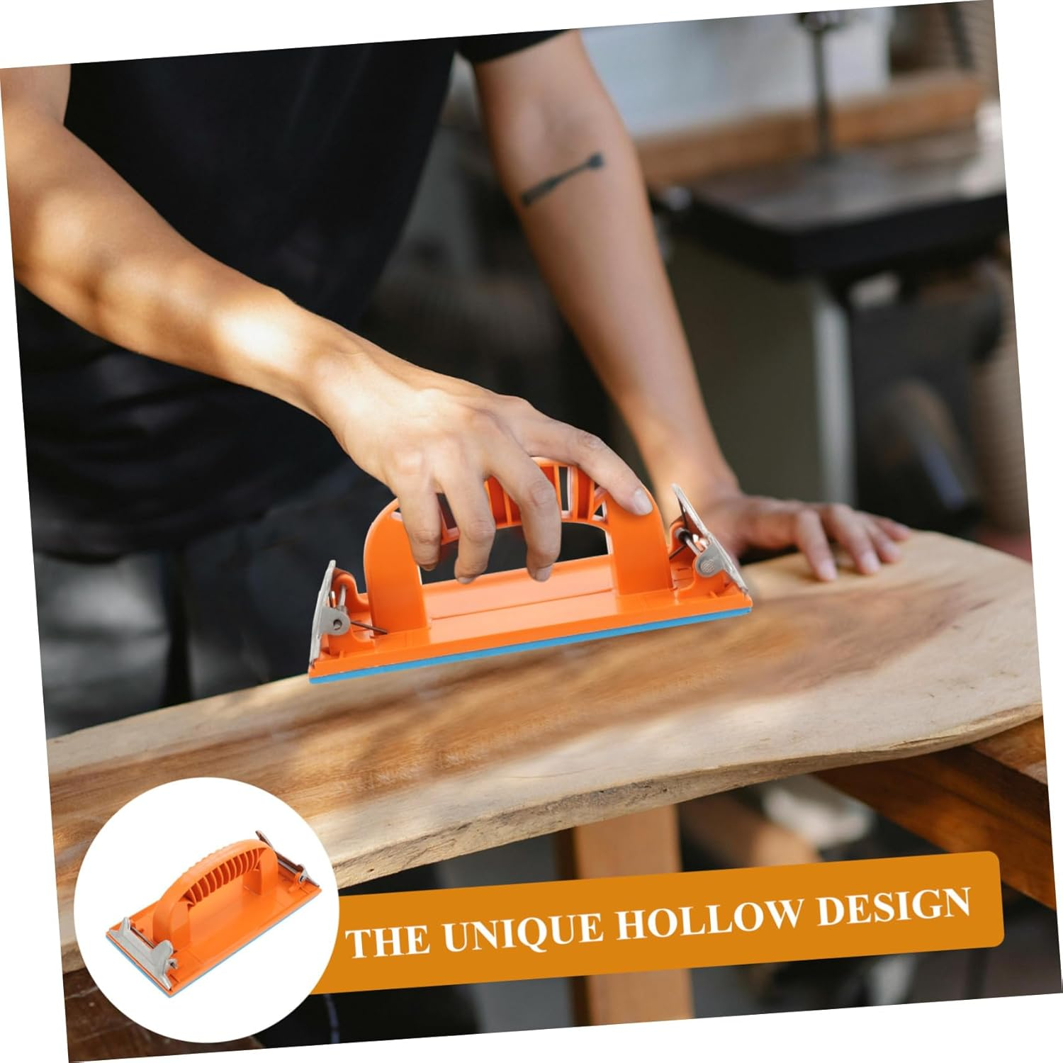 Vaguelly 2Pcs Hand Sander Sandpaper Holder Self-Adhesive Drywall Sanding Blocks Hollow Design for Woodworking and Automotive Sanding image number 1