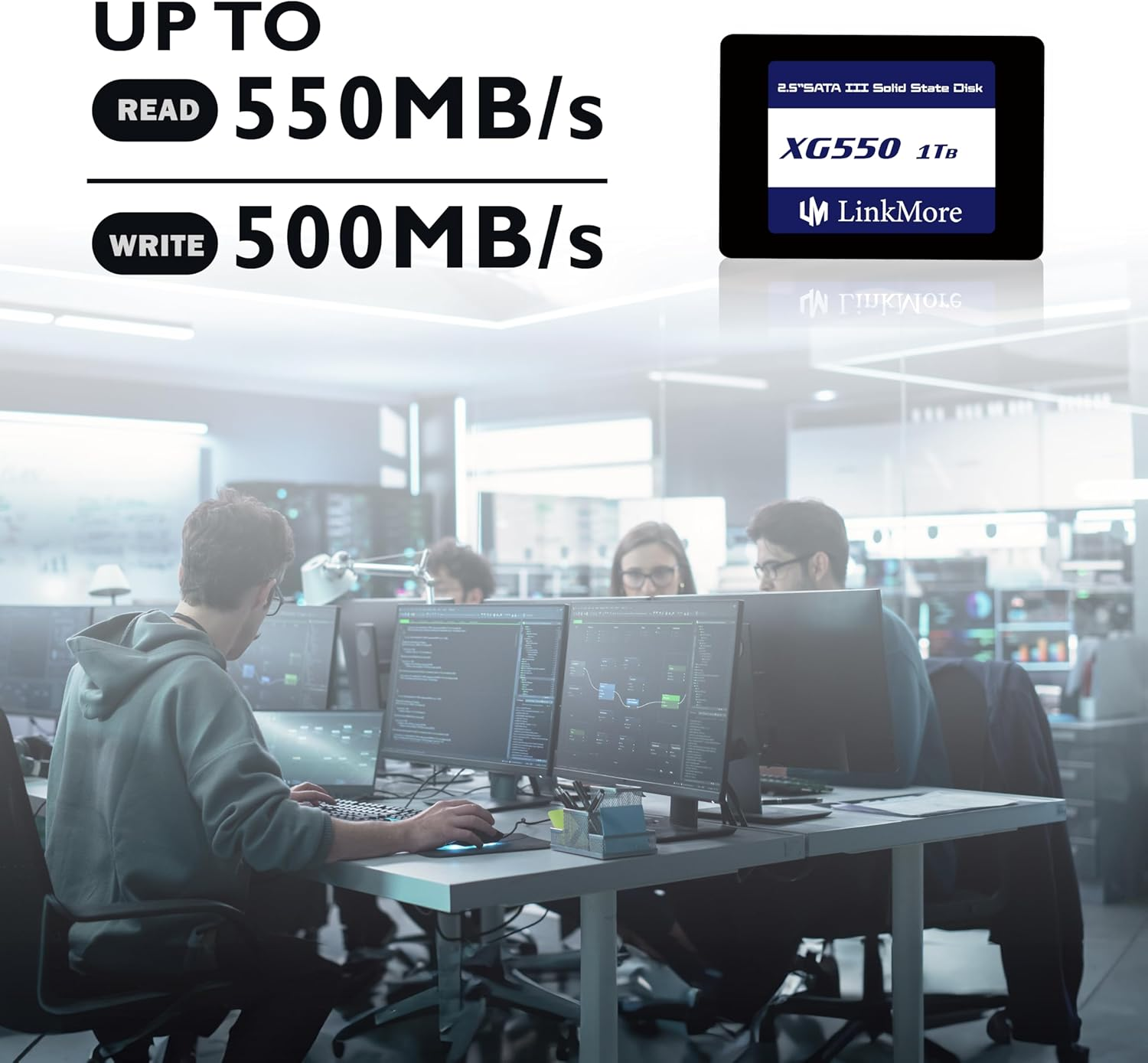 Linkmore XG550 1TB Internal 2.5" SATA III SSD (6Gb/S) SSD, Read Speed up to 550Mb/S, Compatible with 2.5" Laptop and Desktop PC image number 2