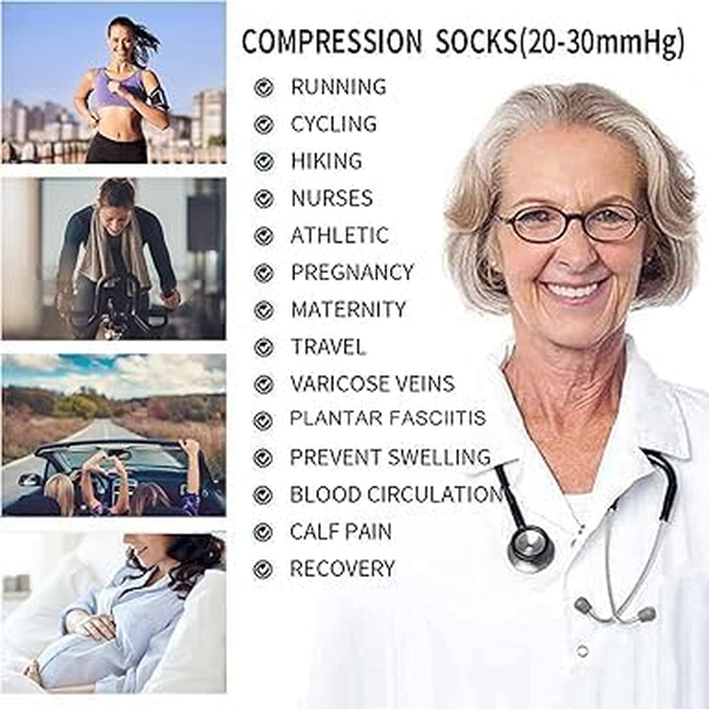 3 Pairs Compression Socks for Women, Travel & Flight Support, Nursing, Pregnancy, 20-30Mmhg, Running, Men, Compatible with Long Flights - Fengea - Animal image number 3