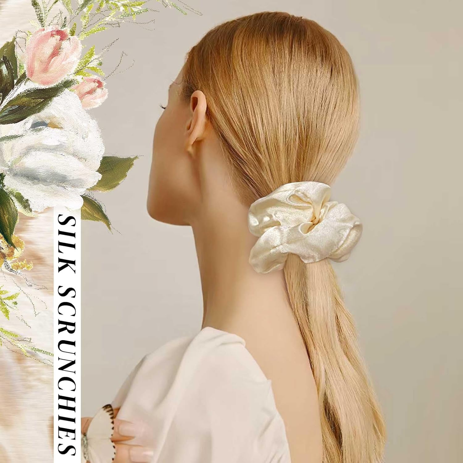 Kavya Hair Scrunchies Silk, Braid Bobbles Women'S Elastic Satin Scrunchie Soft Hair Ties Silk Scrunchie Hair Bobbles Women for Thick or Thin Hair Hair Accessories 12 Pieces