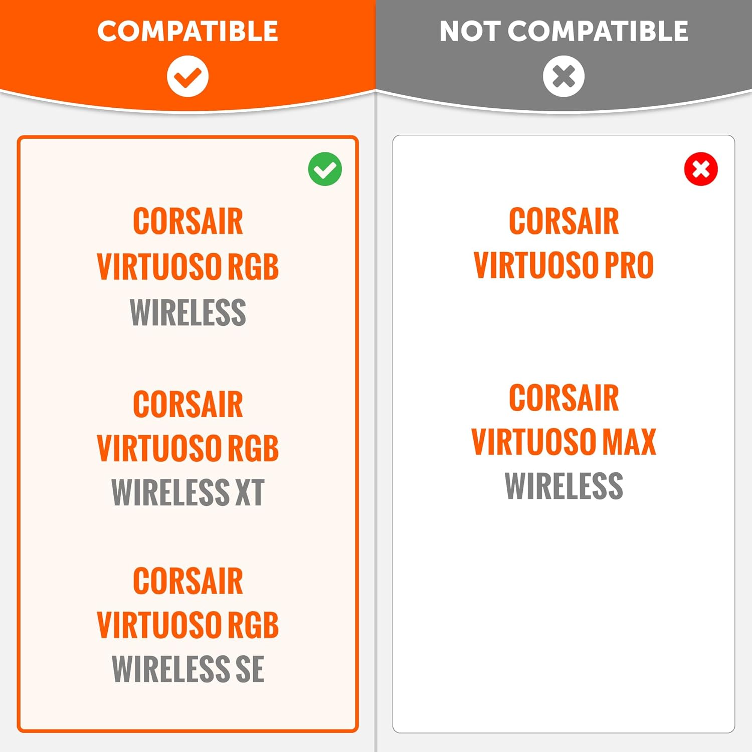 WC Freeze Virtuoso - Hybrid Fabric Cooling Gel Replacement Earpads for Corsair Virtuoso Gaming Headset, Made by Wicked Cushions, Improved Durability, Thickness and Sound Isolation | (Black) - 90'S White image number 6