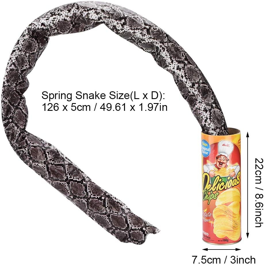 Novelty Potato Chip Can Funny Realistic Pranks Joke Jump Pop Out Spring Snake Trick Toy image number 1