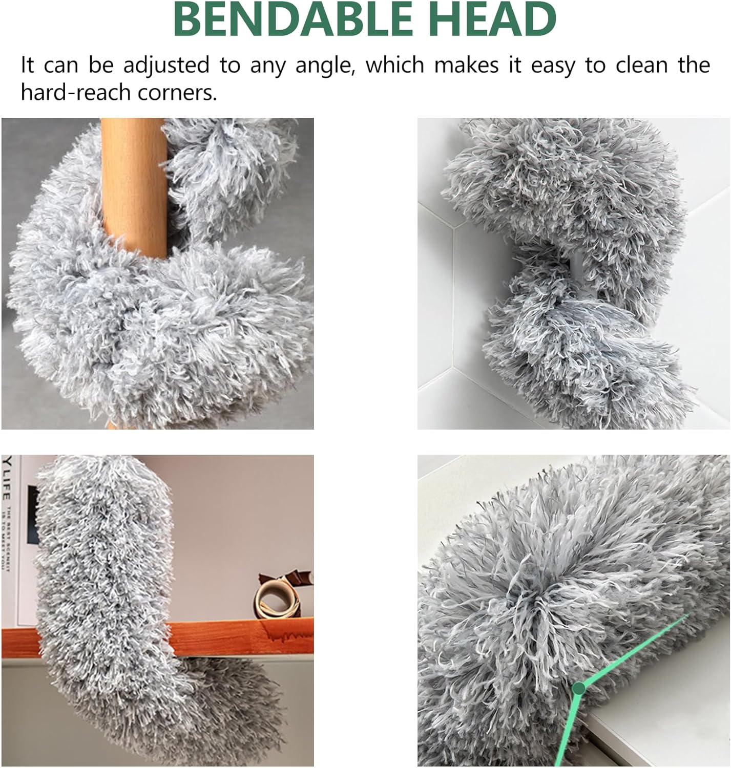 Setsail Extra-Long Dusters with Extension Pole 100-Inch for Cleaning, Bendable Microfiber Head Washable Ceiling Fan Duster for High Ceilings, Furniture image number 3