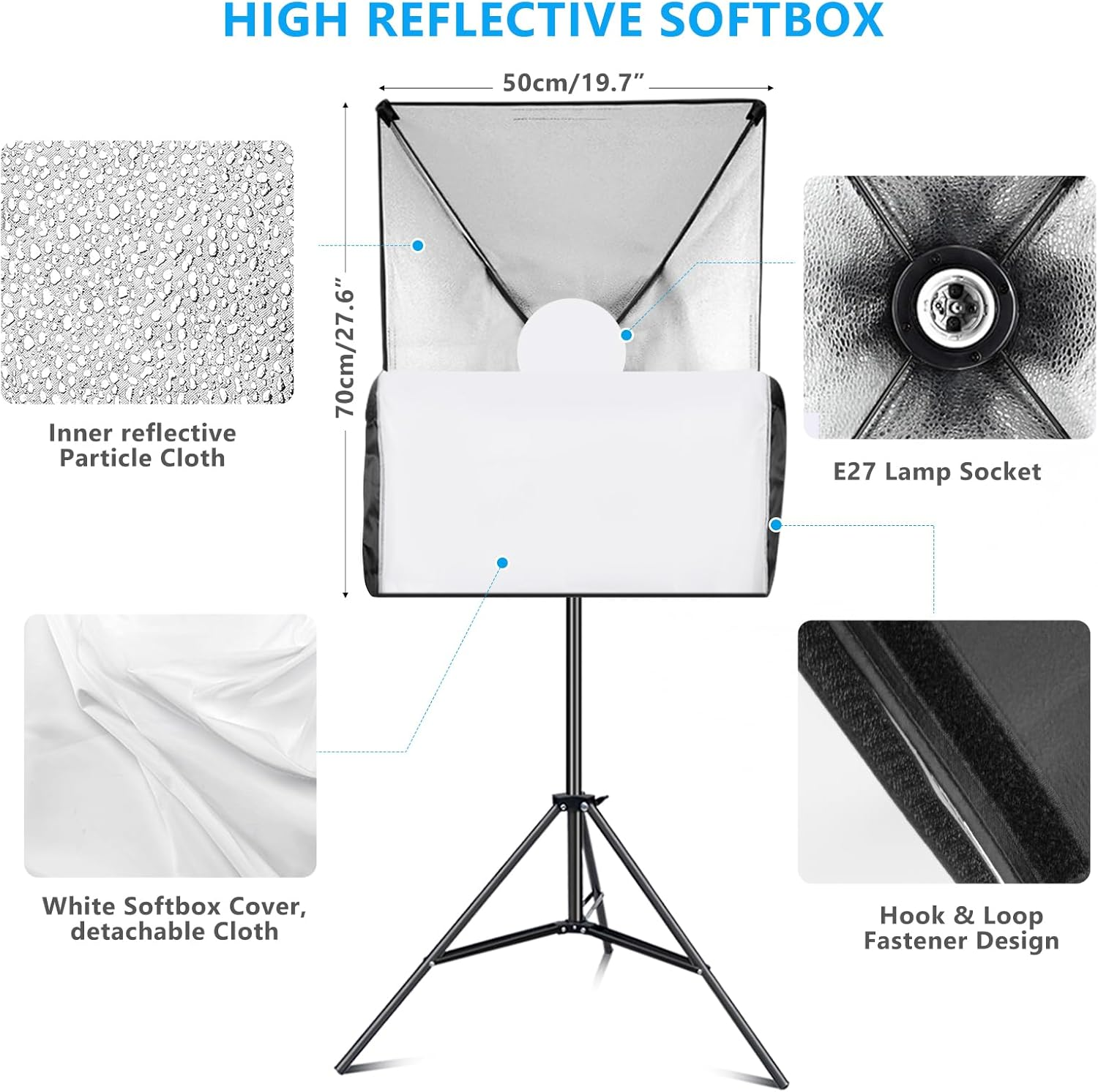 MSKIRA Softbox Lighting Kit 85W Bi-Color LED Dimmable Soft Box Light Stand Photography Continuous Light Studio Softboxes for Portraits, Youtube, Product Fashion Shooting image number 5