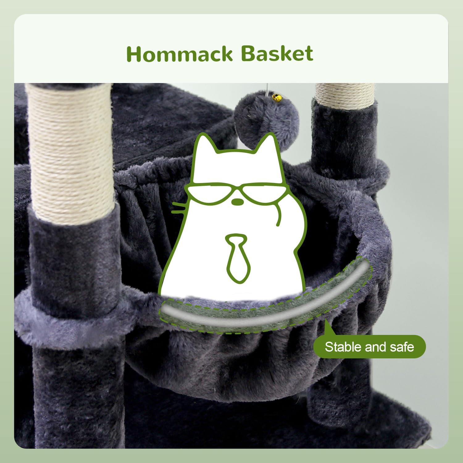 Globlazer Heavy Duty Cat Trees for Large Cats, Sturdy 72In Maine Coon Cat Tree for Large Cats 20 Lbs+ Heavy Duty Cat Tower for Adult Biggest Cat with 6 Scratching Posts, Hammock, S72, Dark Gray image number 6