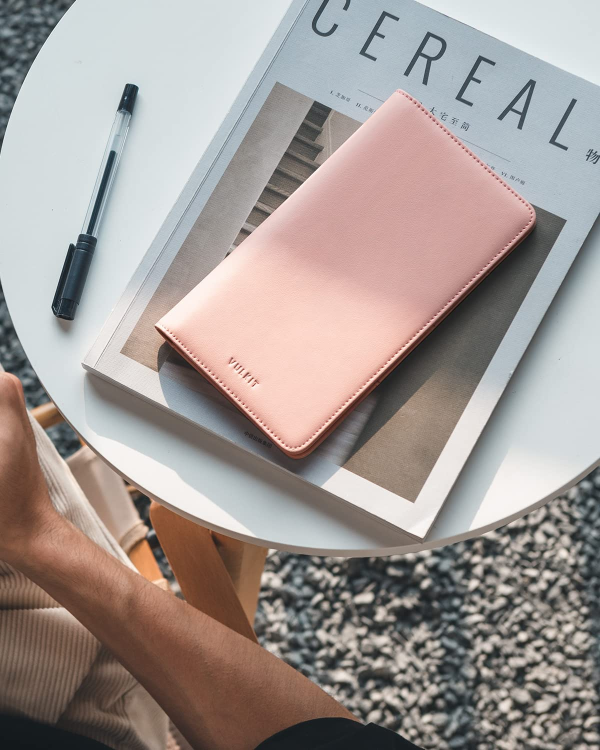 VULKIT Passport Wallet Premium Nappa Leather RFID Blocking Travel Wallet for Men & Women - Cf Black image number 6