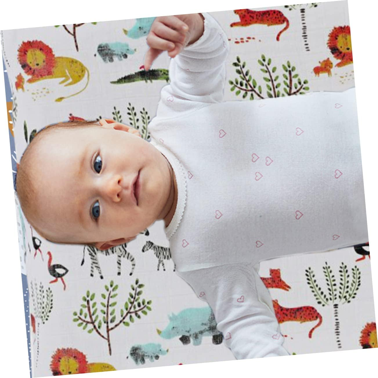 Muslin Changing Pad Cover for Babies, Breathable Diaper Changing Table Sheet Forest Animal Print, Detachable Cotton Fabric, Suitable for Nursery and Infant Care image number 3