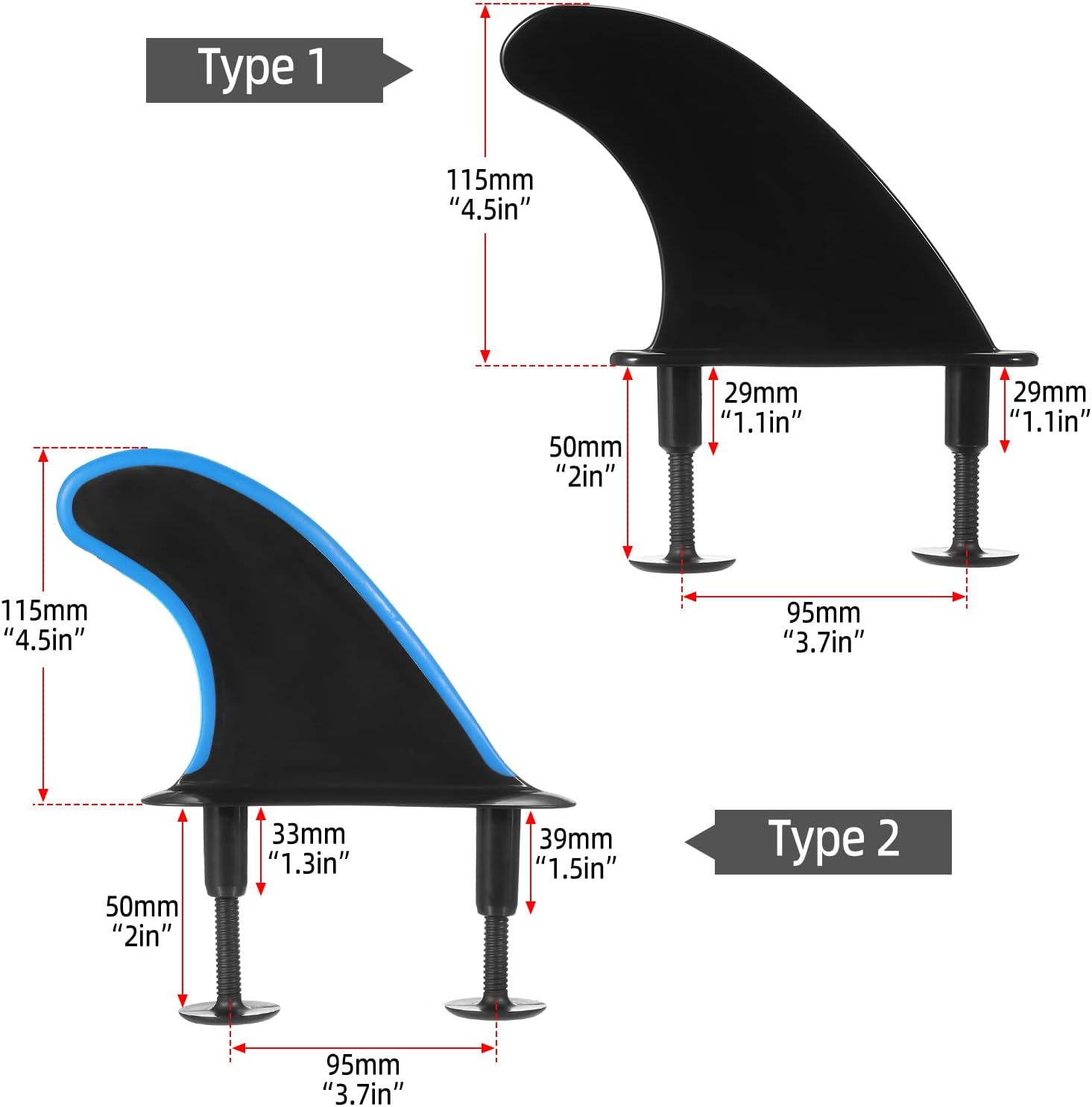 3Pcs Soft Surfboard Fins with Screws 4.5 Inch Surf Fins for Soft Surfboard Longboard Surfing Accessories image number 4