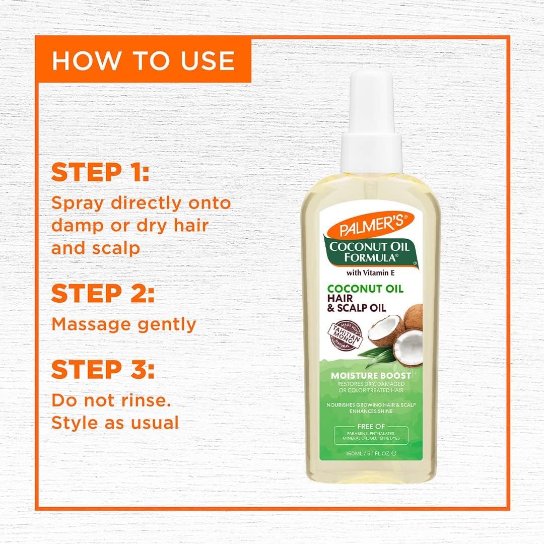 Palmers Coconut Oil Moisture Boost Hair and Scalp Oil for Unisex 5.1 Oz Hair Spray image number 4
