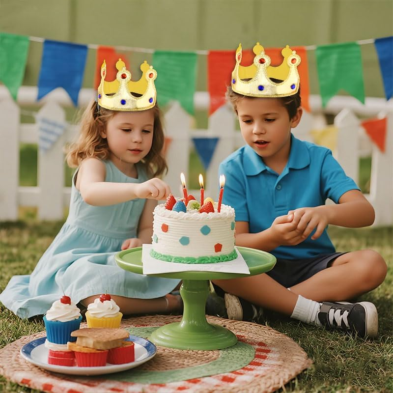 Queen King Crowns Hair Cap Birthday Princess Prince Headband for Girls Boys Halloween Costume Hair Accessories Bday Party Hairband Photo Props for Kids, Gold image number 4