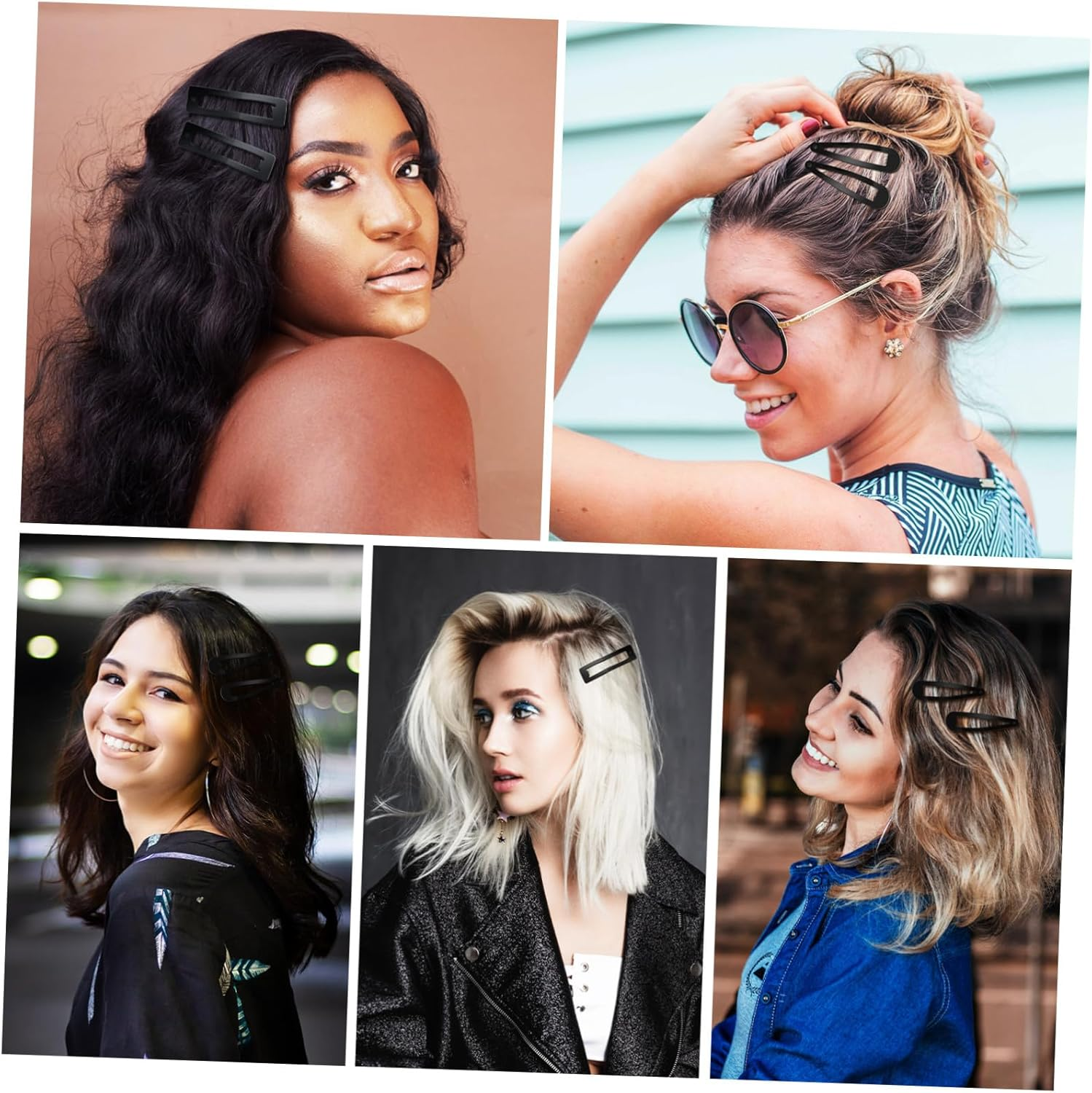 LOLIPPYY Black Snap Hair Clips Set 30Pcs Metal Hair Barrettes Large 8Cm Square Waterdrop Clips for Women image number 4