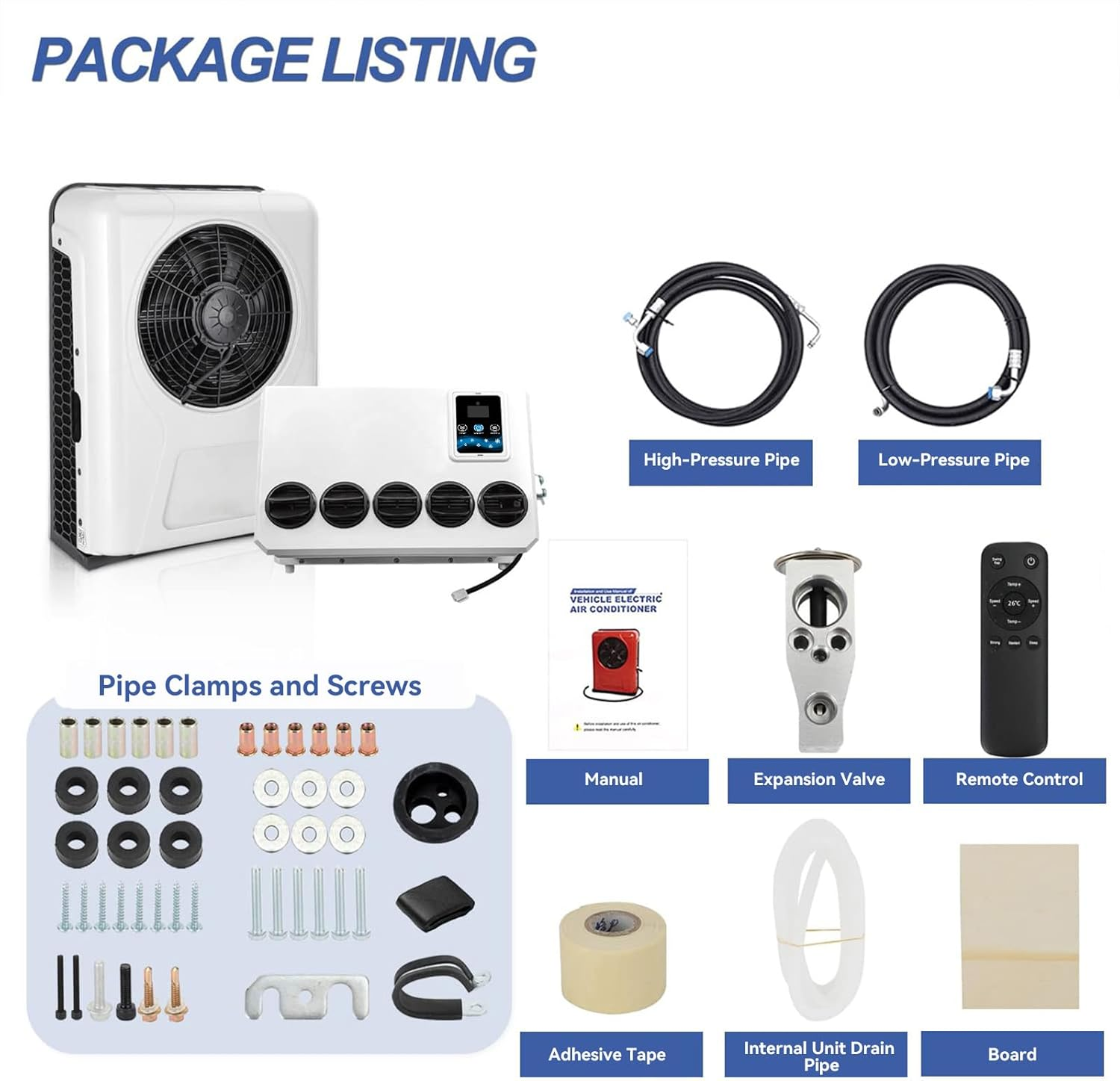 Treeligo DC 12V Universal Electric RV Truck Air Conditioner Camper A/C Unit 10000 BTU Fast Cooling for Motorhome Bus Tractor Automotive Air Conditioner （White） image number 2