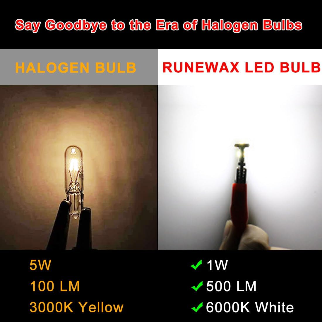 T5 Wedge 37 58 70 73 74 2721 LED Car Interior Instrument Panel Dashboard Cluster Gauge Glove Light Bulbs 6000K White 12V High Brightness Plug and Play No-Polarity, Pack of 10 - Red image number 4