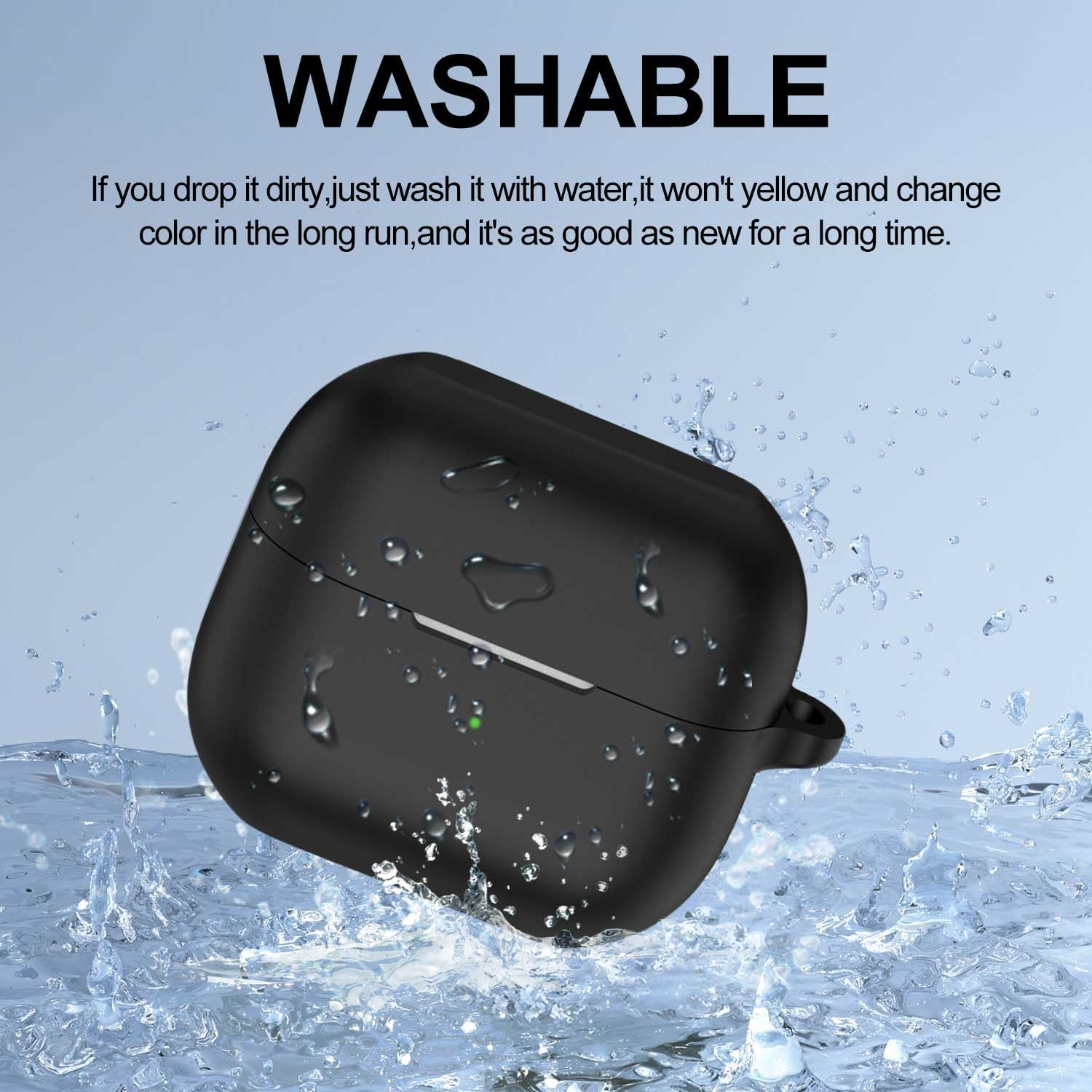 T Tersely Silicone Case Cover Compatible with Airpods 4(2024) - Premium Silicone with Hook, Supports Wireless Charging, Shockproof Protection - Black