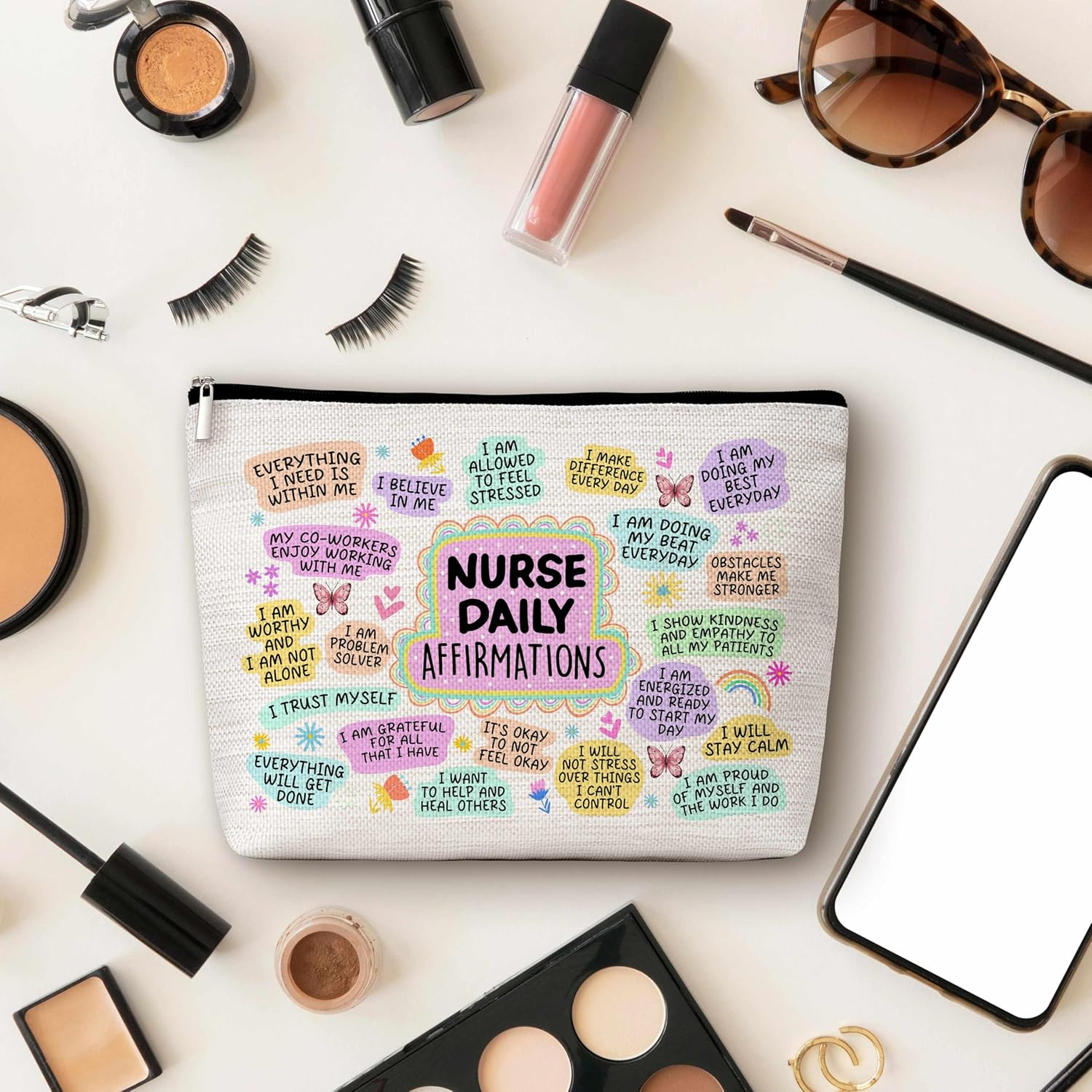 Nurse Gifts Makeup Bag, Nurse Daily Affirmations Cosmetic Bags, Nursing Makeup Zipper Pouch Bag, Nurse Practitioner Gifts for Women, Graduation Birthday Thank You Retirement Gifts for Nurses, 51, image number 4
