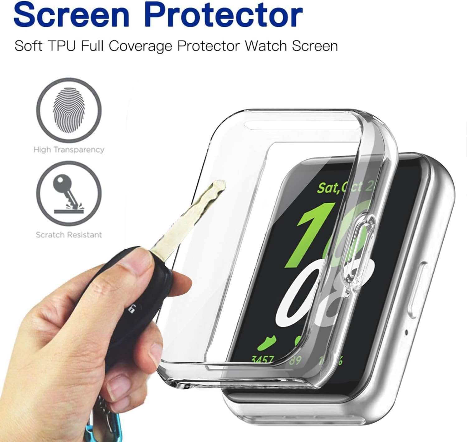 USTIYA 2X Case for Samsung Galaxy Fit 3 Smartwatch Cover Screen Protector TPU (Black + Clear) image number 2