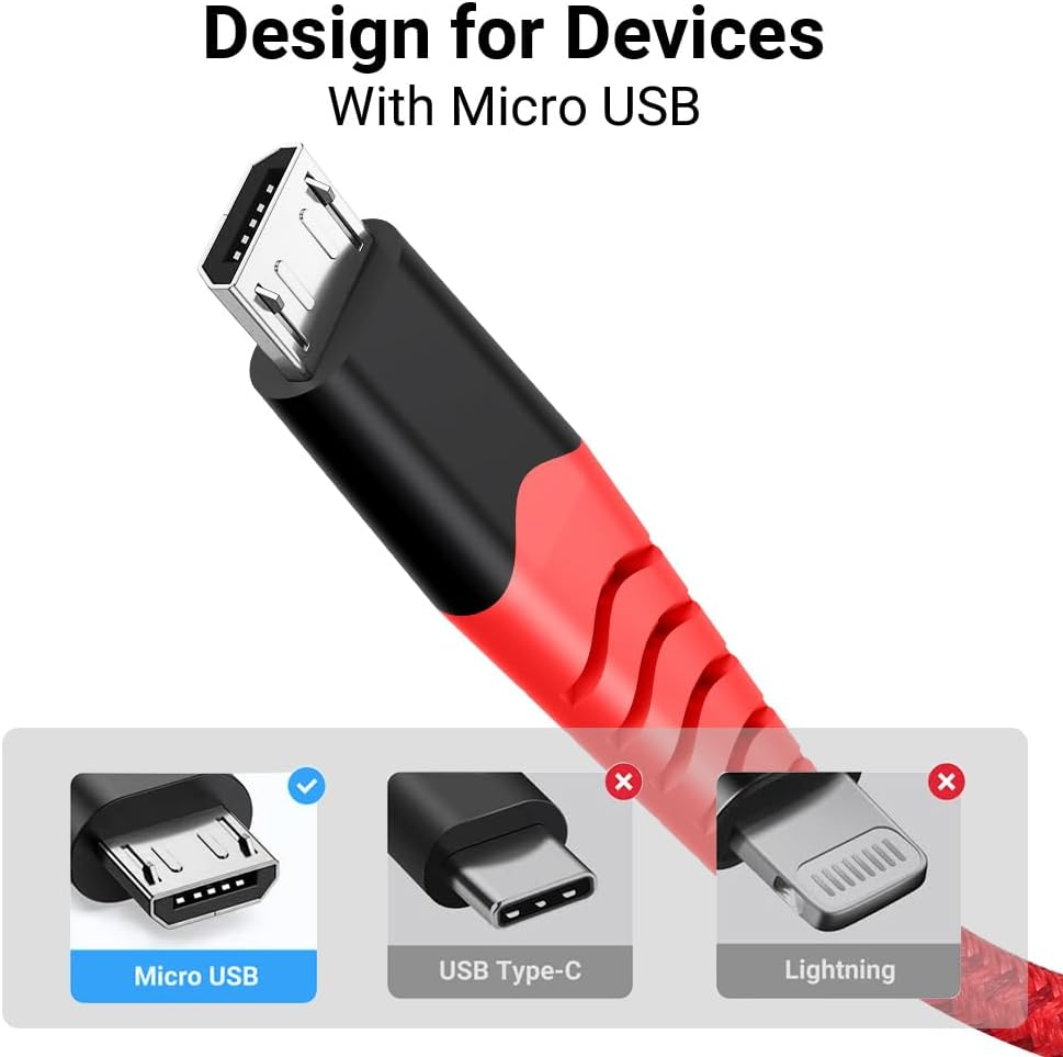 AHGEIIY Micro USB Cable 2M 3Pack, Micro USB Charger Cable Nylon Braided USB to Micro USB Cable Android Charger for Galaxy S7 S6, Note LG Nexus Nokia Kindle image number 5