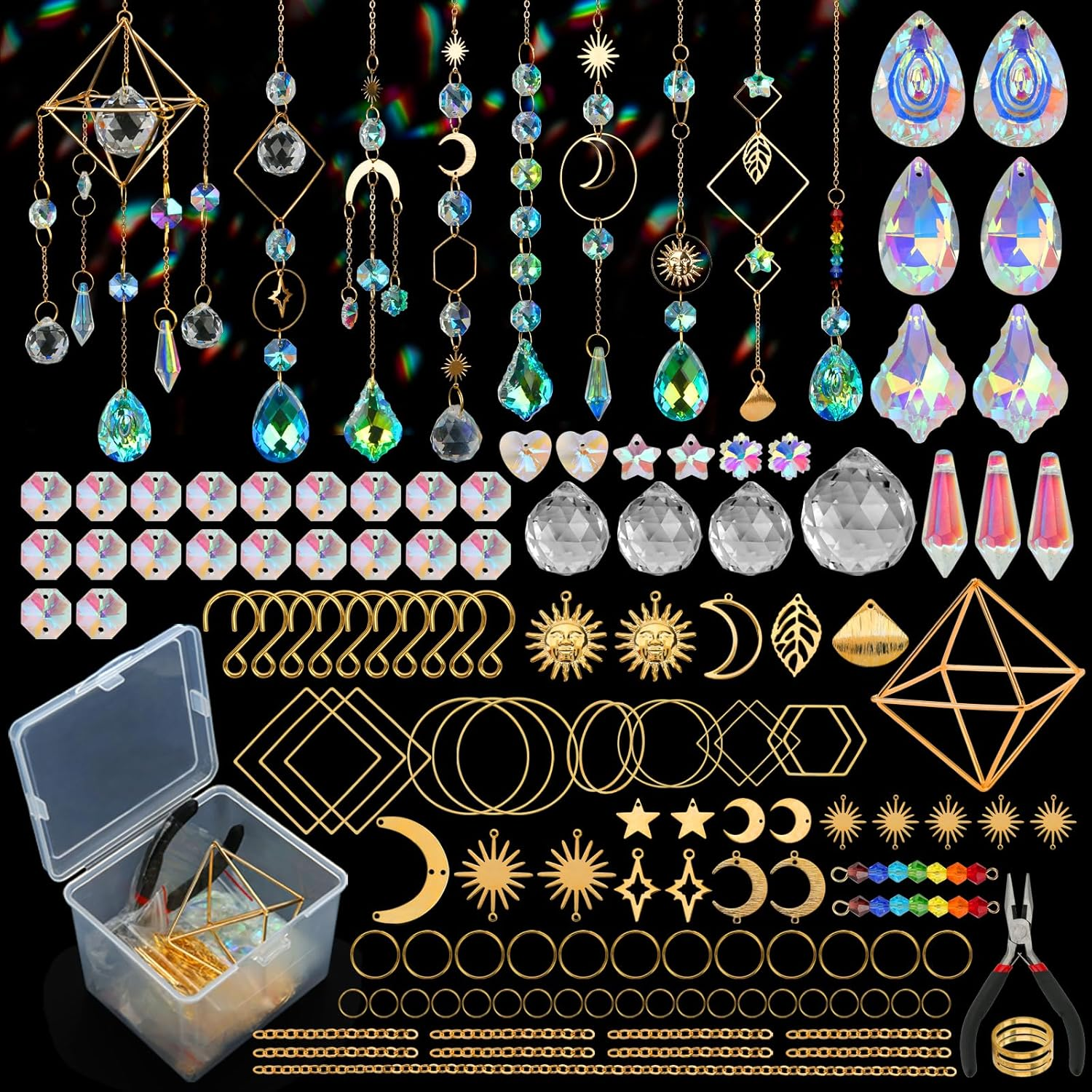 HYBEADS DIY Suncatchers, 400 Pcs Sun Catchers Making Supplies Kit Art and Crafts for Adults Prism Hanging Decorative Suncatcher with Crystals Rainbow Maker for Indoor Windows Office Home Decor image number 3