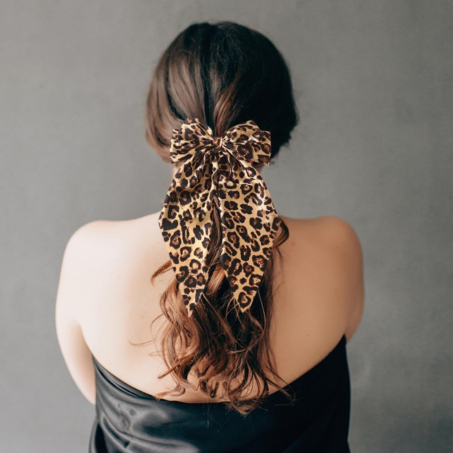 1 Leopard Print Hair Clip and 1 Leopard Print Hair Scrunchie Vintage Hair Accessories Elee Hair Clips Satin Hair Clips Hair Accessories image number 1