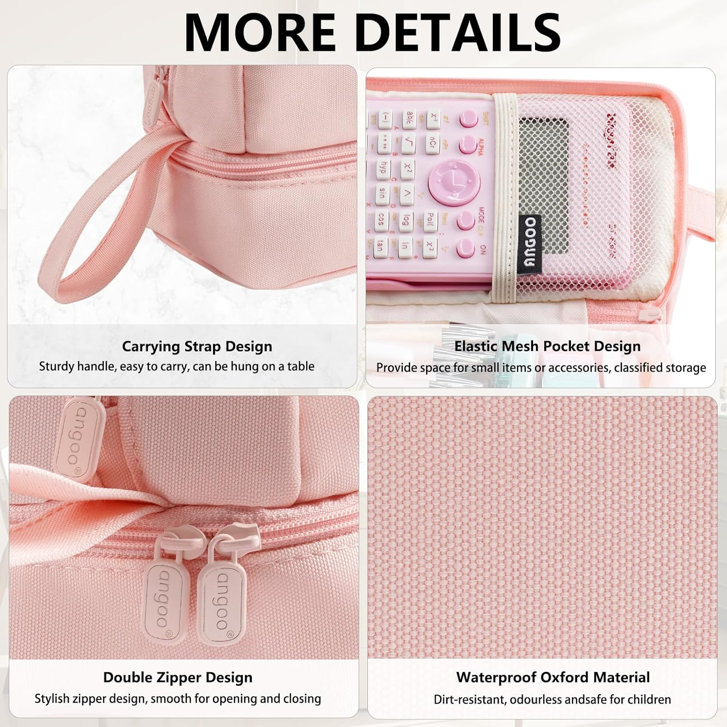 Pencil Case, Large Pencil Case with 2 Compartment, Pink Aesthetic Pen Bag with Double Zippers, Back to School Supplies for Kids Adult Boys Girls Student image number 2