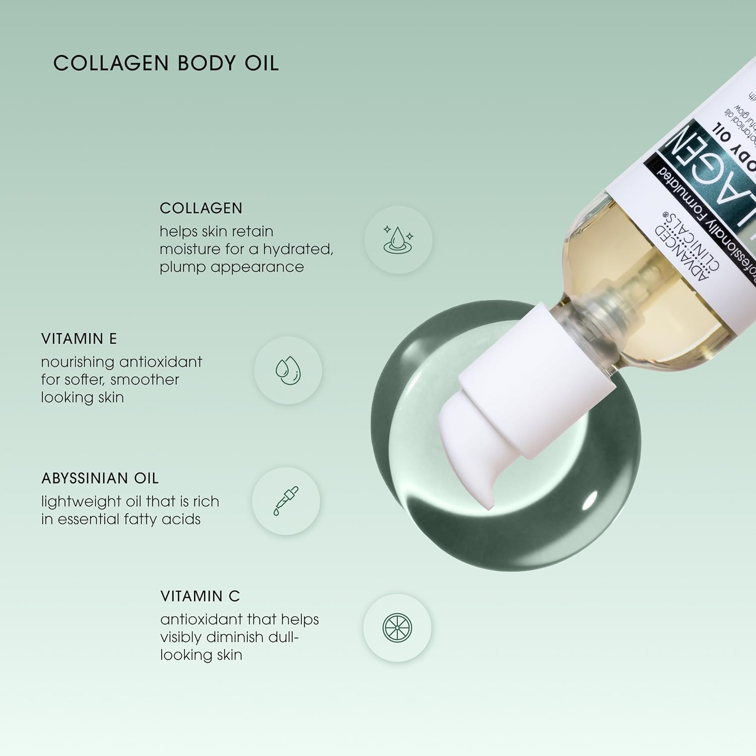 Advanced Clinicals Anti-Aging Collagen Cream and Collagen Body Oil Set. Large 16Oz Cream for Face and Body and 4Oz Body Oil Helps Firm and Tighten Skin. image number 2