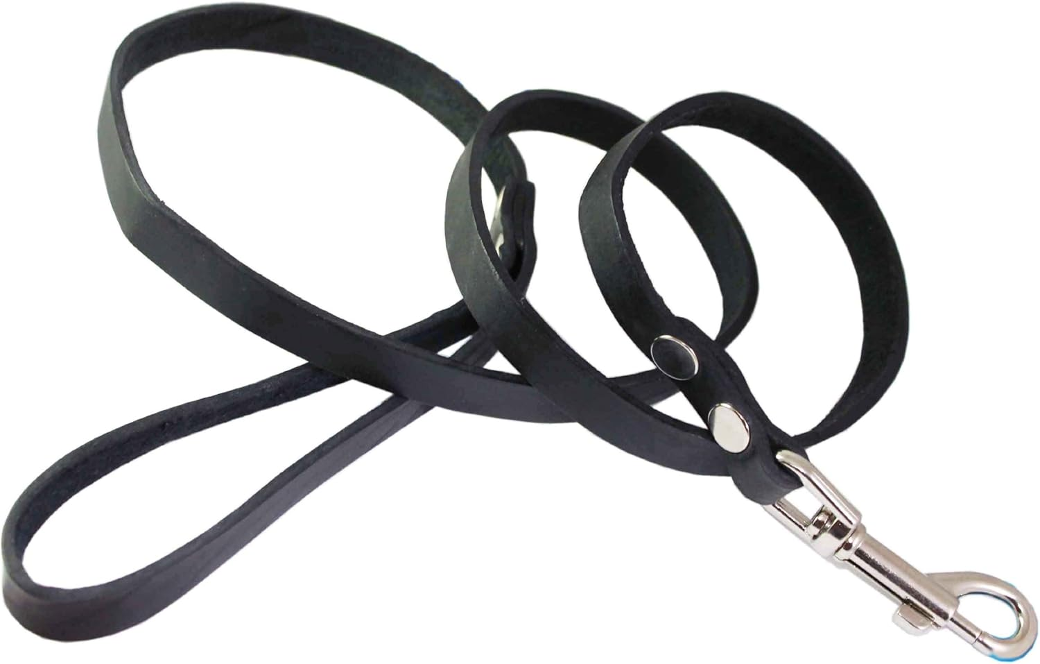 4' Genuine Leather Classic Heavy Duty Dog Lead Black 58'' Wide for Medium and Large Dogs