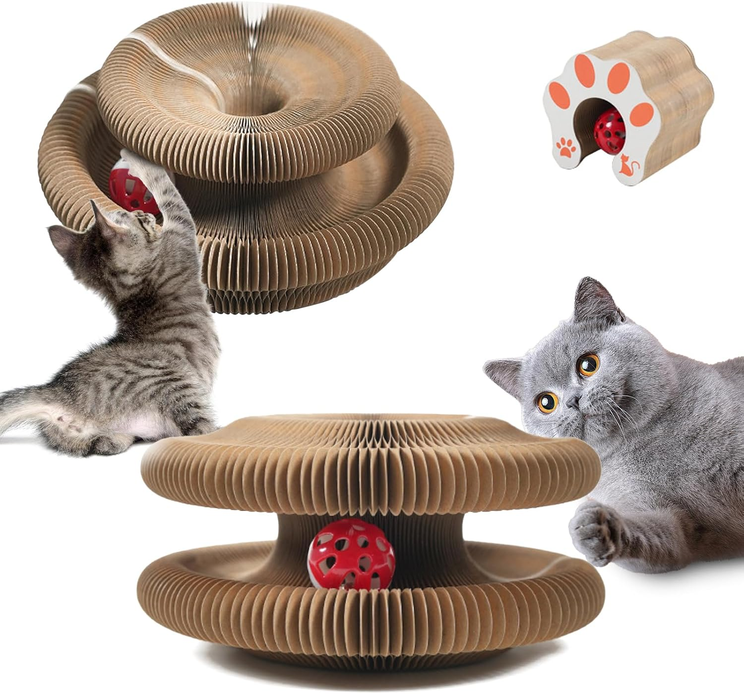 Vegena Cat Scratching Board - Pack of 2, Magic Organ Cat Scratching Board with Bell, Cat Toy round Bed, Scratching Toy for Cats image number 2