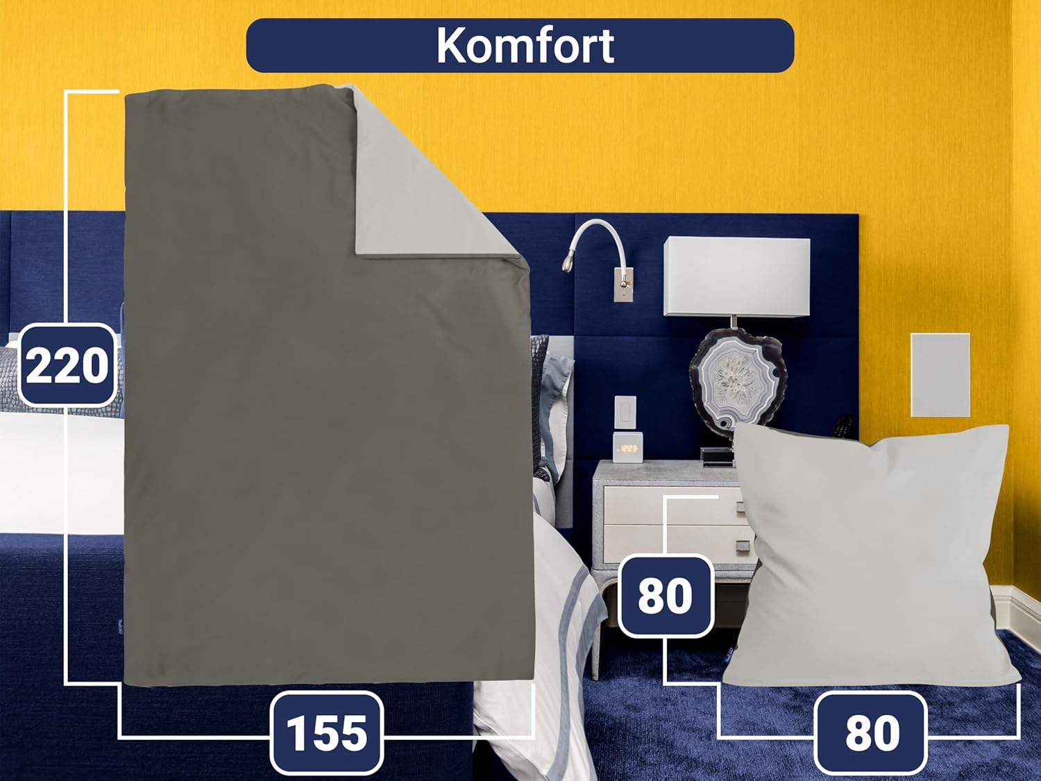 Marie&acute;S Home 1613.2353 Bed Linen Duvet Cover 155 X 220 Cm + 80 X 80 Cm 2-Piece Set Anthracite/Silver image number 3