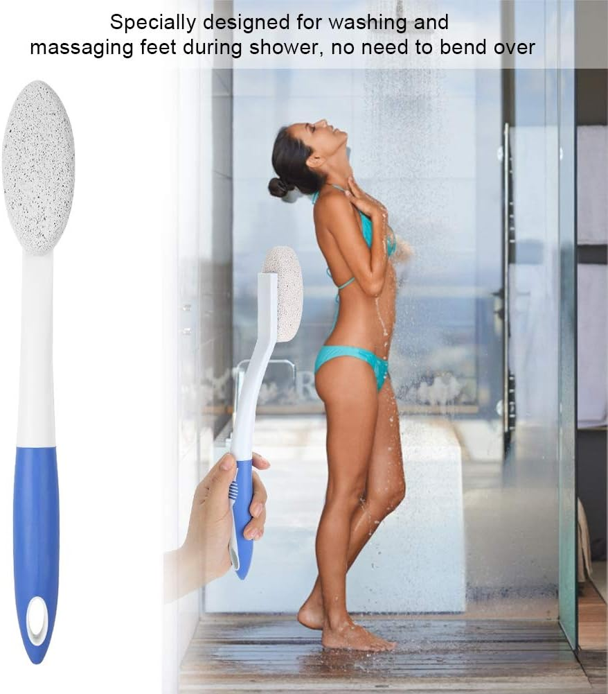 Foot Brush, Long Handle Foot Pumice Stone Brush, Foot File, Foot Care Whetstone for Removing Dead Hau Pumice Stone Foot Massage Cleaner for Foot Care and Pedicure image number 3