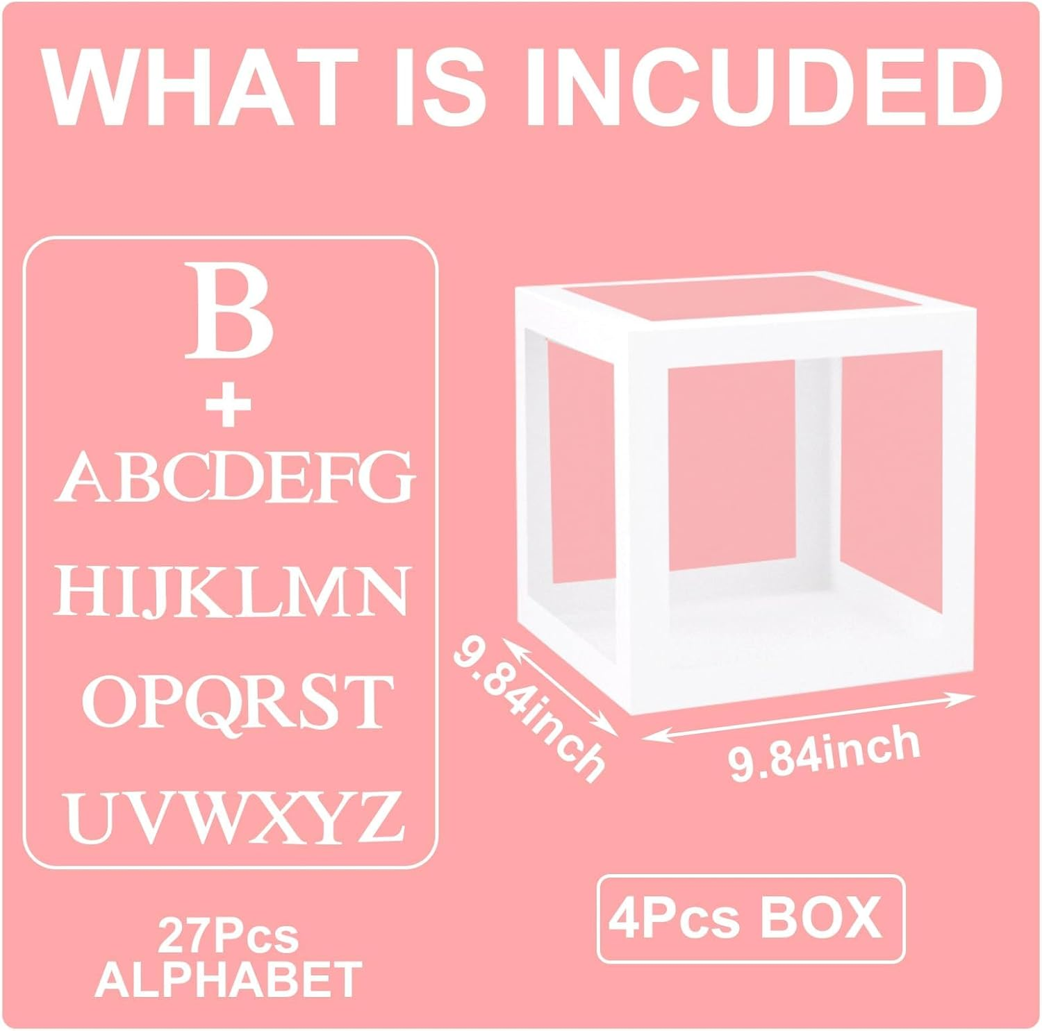 Baby Shower Decorations Boy Girl,4Pcs Baby Shower Balloon Boxes, 25Cm Little Baby Balloon Boxes with 27 Letters,Baby Boxes for Baby Shower,Name Boxes, Christening, Gender Reveal,Birthday Decorations image number 2
