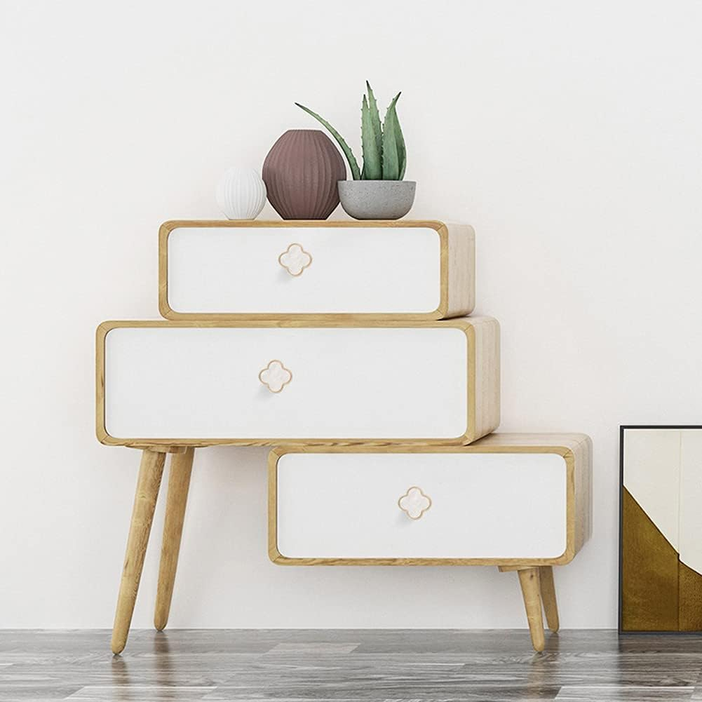 CPELLESSE 6 Pcs Clover Knobs Four-Leaf Handle Creative Cabinet Drawer Pulls Gold for Dresser Wardrobe Zinc Alloy Single Hole Door Handle(White)