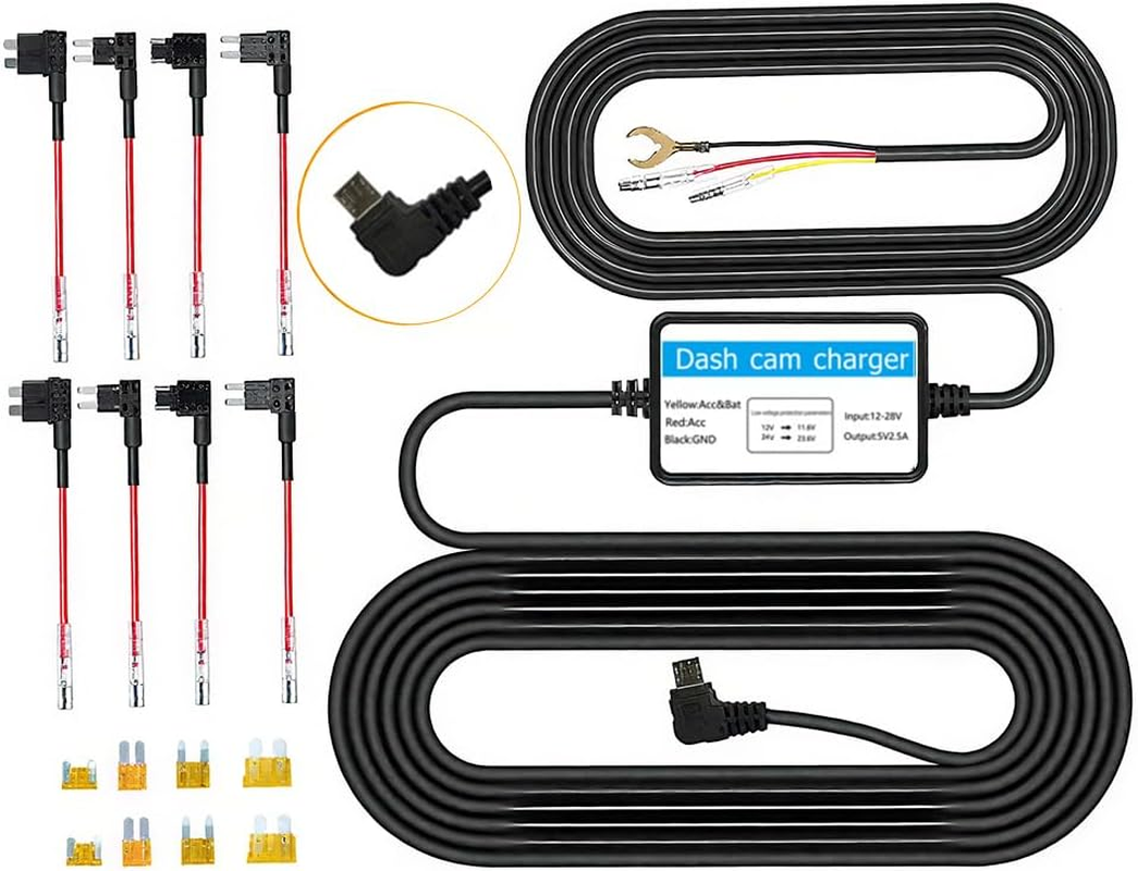 3.2M Dash Cam Hardwire Kit with Fuse Taps, 12V&ndash;30V to 5V Converter, Low Voltage Cut-Off, Flame-Retardant, for Dash Cam, GPS, Radar Devices (Micro USB) image number 3