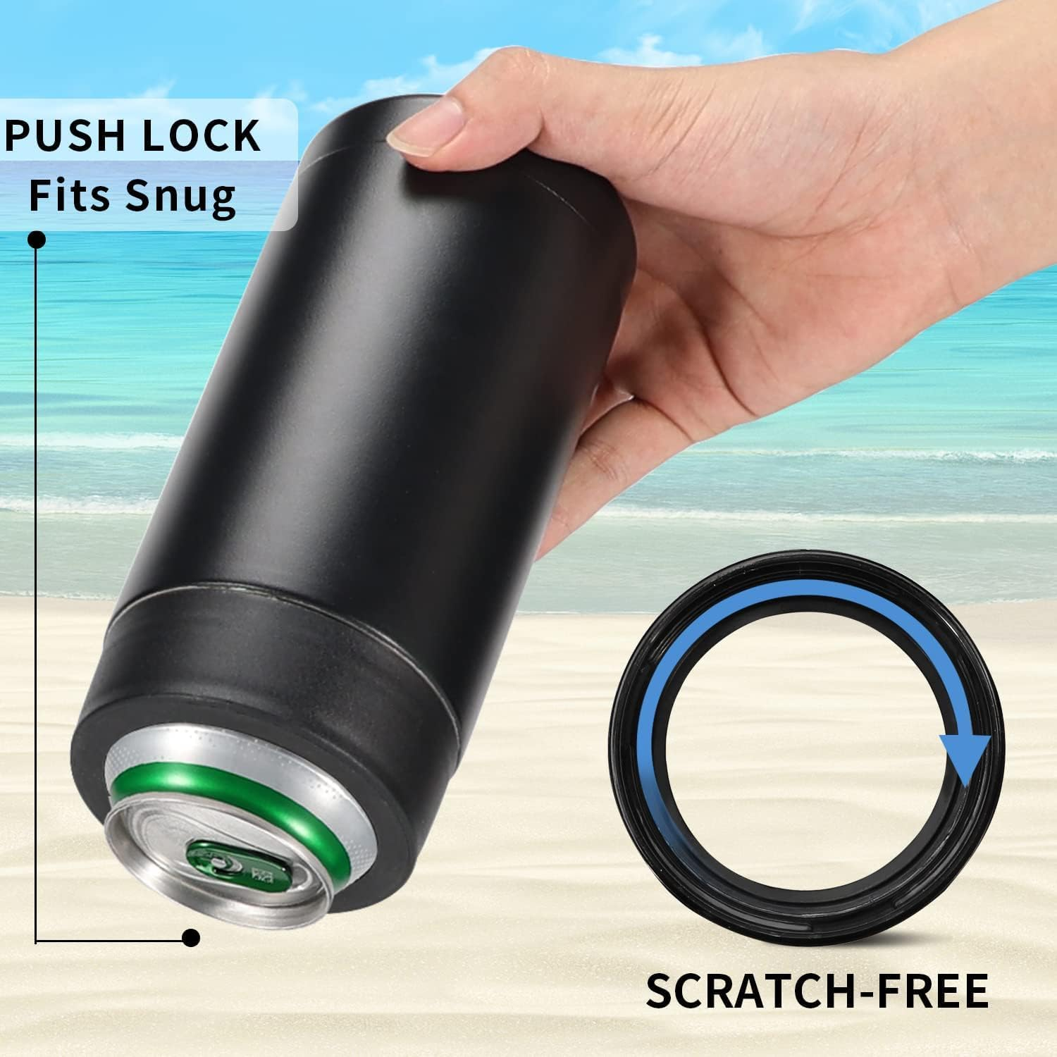 Beer Can Cooler, 16Oz Stainless Steel Double Wall Insulated Can Cooler, Beer Bottle Holder, Bottle or Tumbler for Slim Beer & Hard Seltzer Cans, Gifts for Beer Lovers (Black) image number 4