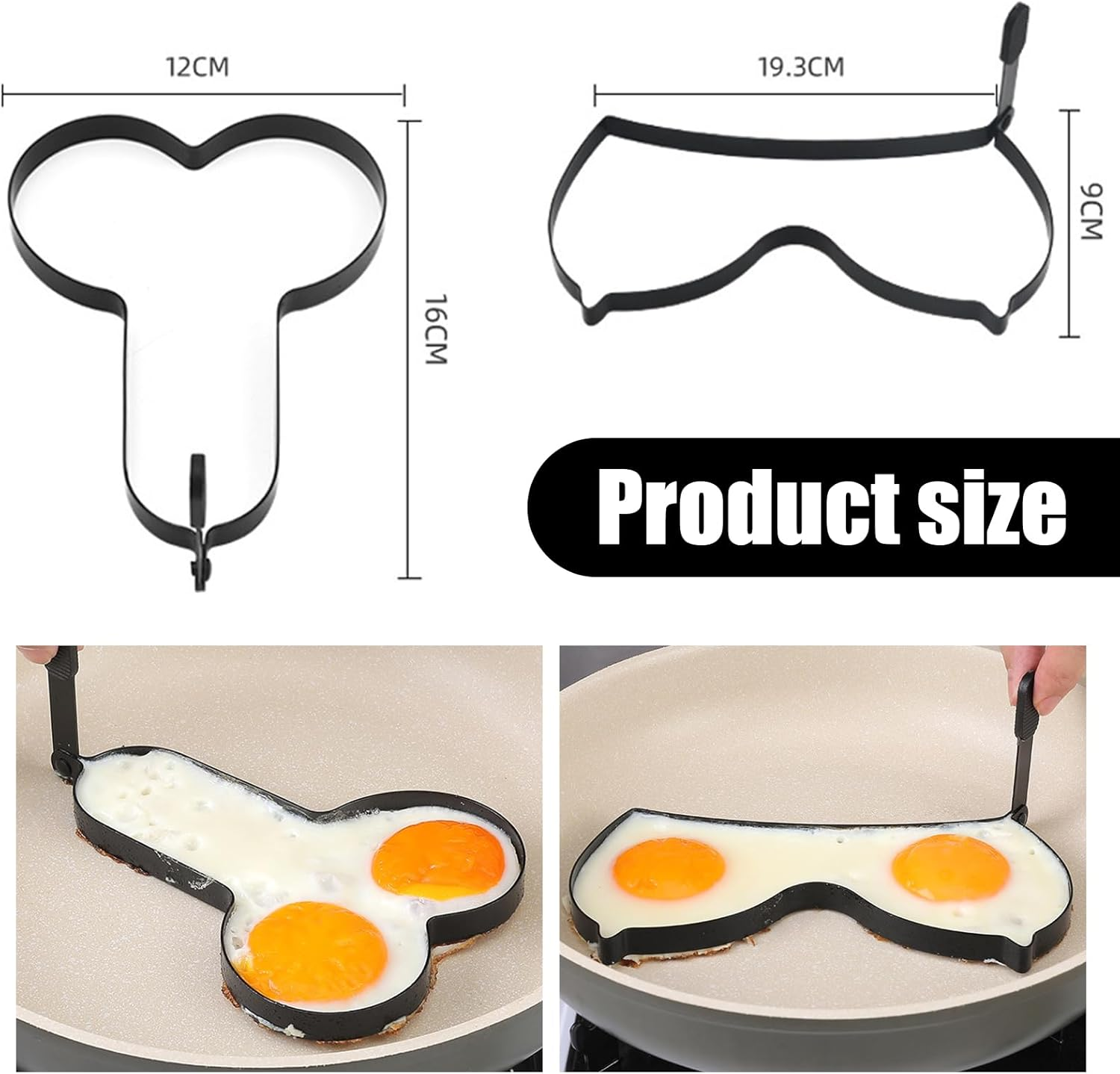 Mineens 2PCS Funny Egg Fryer &ndash; Stainless Steel Cooking Ring with Retractable Handle,Non-Stick DIY Egg Fried Mould for Pancakes, Omelettes & Muffins,Creative Kitchen Tool, Easy to Clean & Reusable image number 3