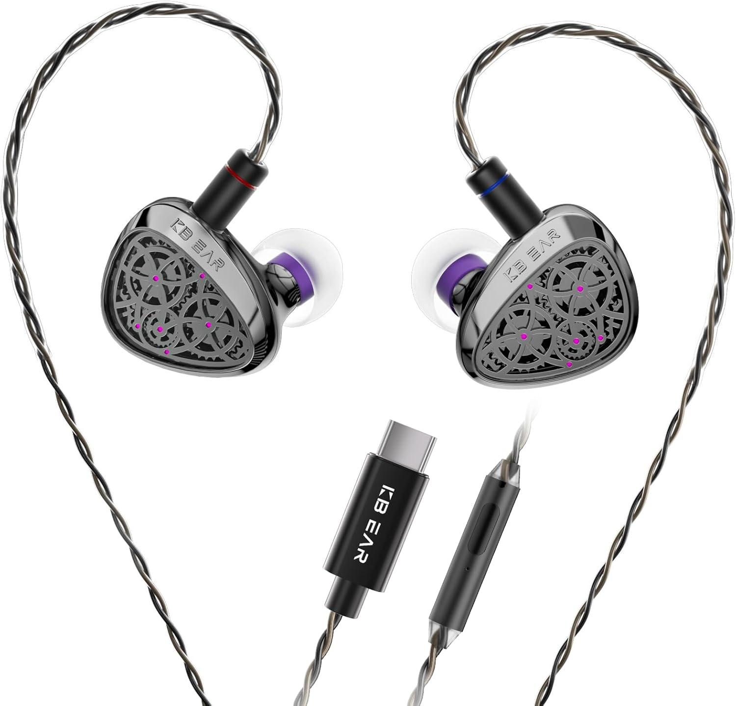 Yinyoo KBEAR TB-PRO Wired Earphones USB C In-Ear Monitor Headphones Hifi with 10 Mm Dual Magnetic Zinc Alloy Gear Design Gaming Earplugs for Trips & Commuting (Type-C, with Mic) image number 5