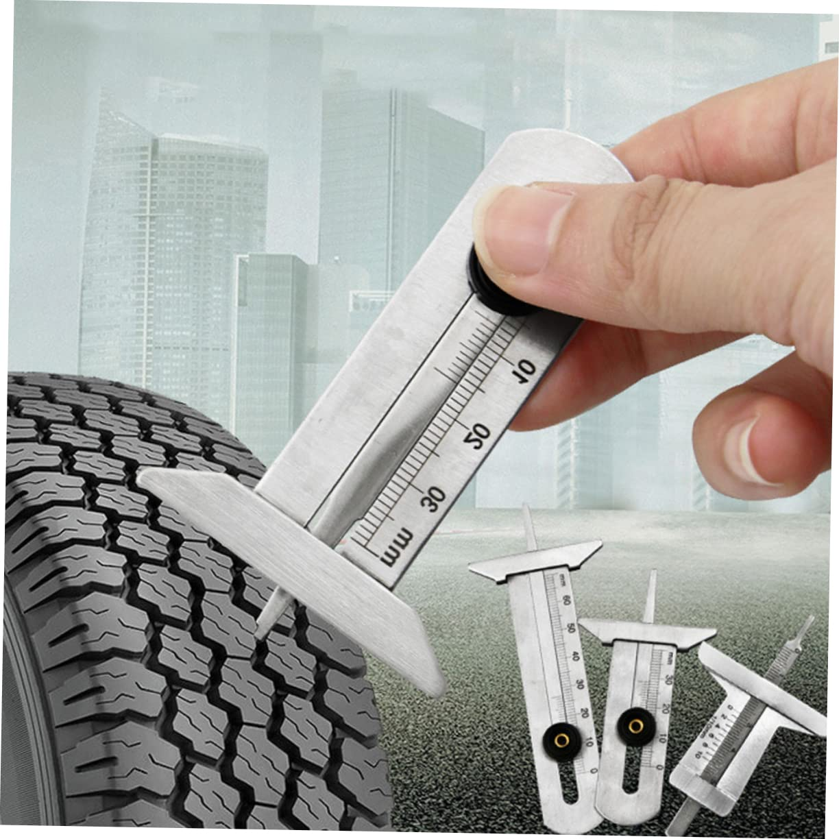 DOITOOL Tyre Tread Meter Tyre Tread Gauge Depth Gauge Tire Pattern image number 5