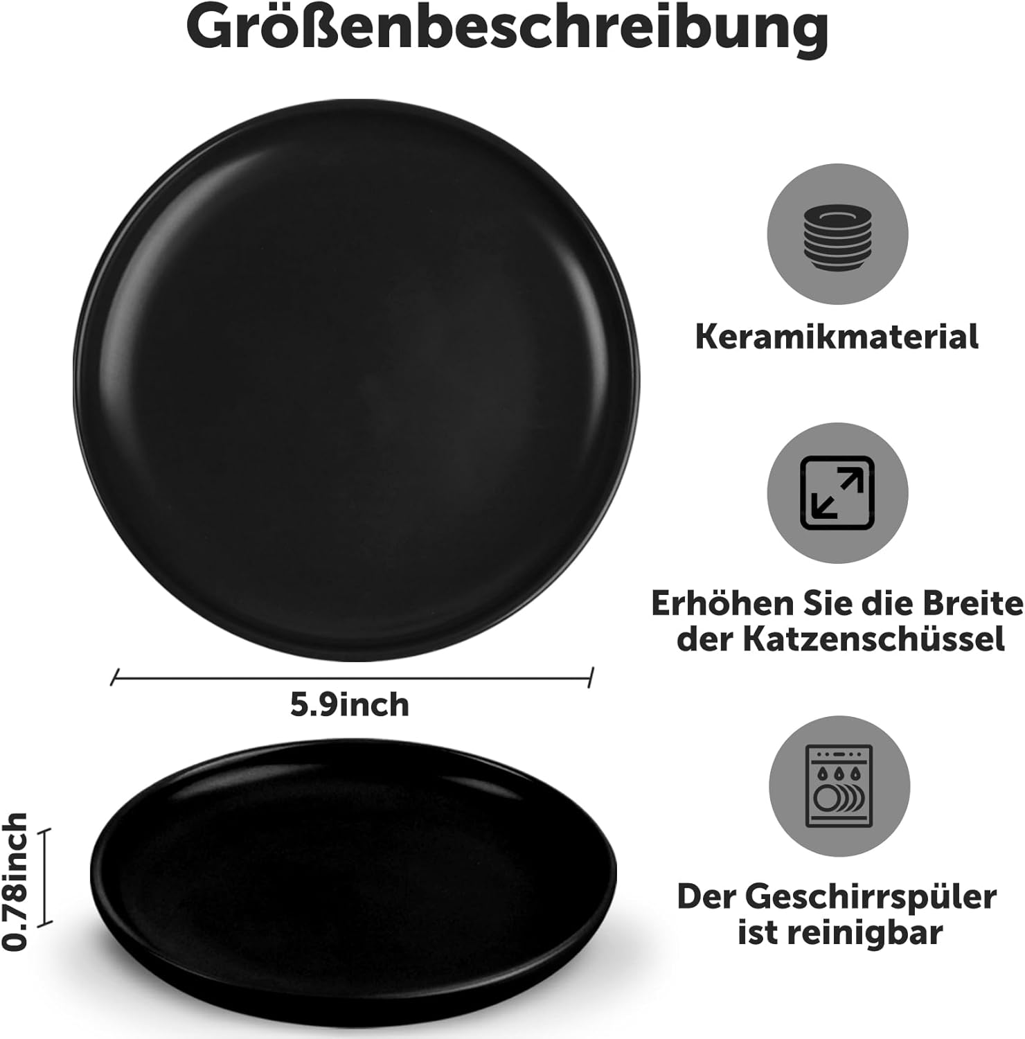 Ceramic Cat Bowl, Set of 5, Feeding Bowl, Cat Ceramic Cat Feeding Bowl for Kittens and Small Animals, Cat Food Bowl, Flat Feeding Bowl, Cat Bowl Set image number 3