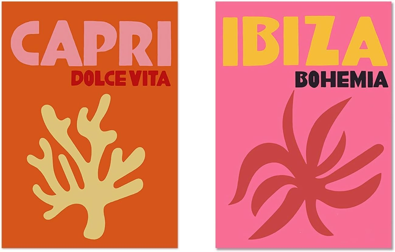 Preppy Ornament,Aesthetic Canvas Wall Art Prints Stuff Things,Set of 6 Preppys Decor (Mixed, 25X20Cm) image number 1