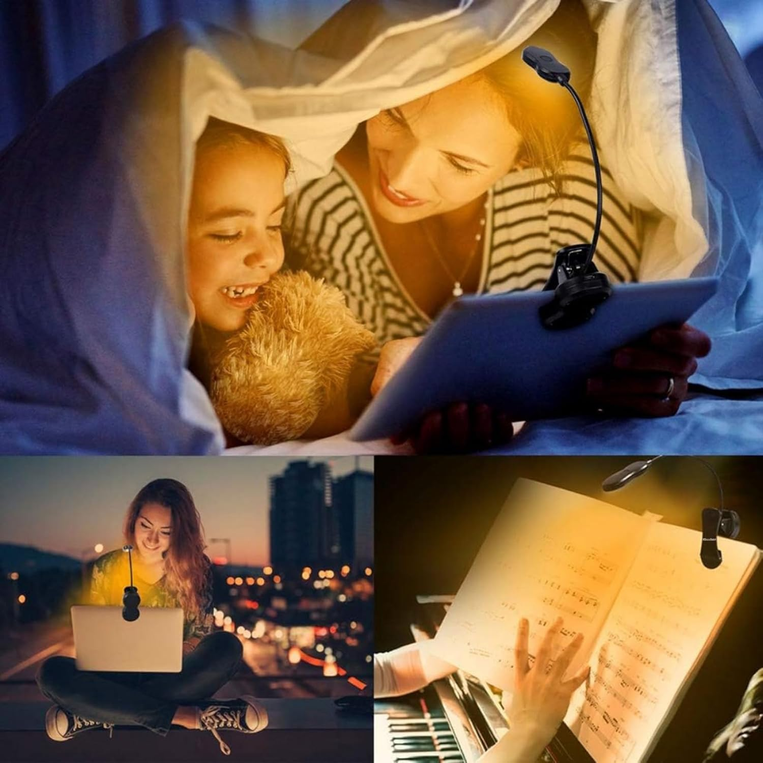 Igoober Amber Book Light, Rechargeable Blue Light Blocking Reading Light, Clip on Book Lamp, 3 Brightness Eye Care Sleep Aid Lights, for Kids, Bookworms and Kindle