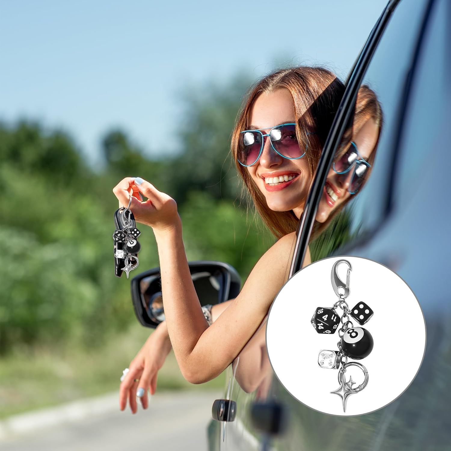 1PC Y2K Aesthetic 8 Ball Dice Charm Set - Lightweight Zinc Alloy Key Chains for Car, Phone, Bag & Purse - Cute Unisex Accessories for Women and Men image number 4