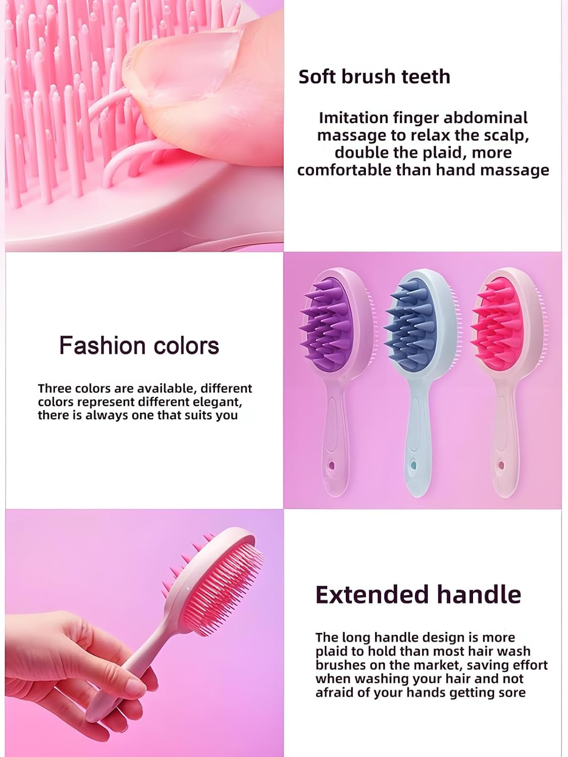 Ccbeauty 2 in 1 Head Skin Massage Brushes Shampoo Brush Double Sided Hair Brush Comb for Deep Cleaning Dandruff image number 6